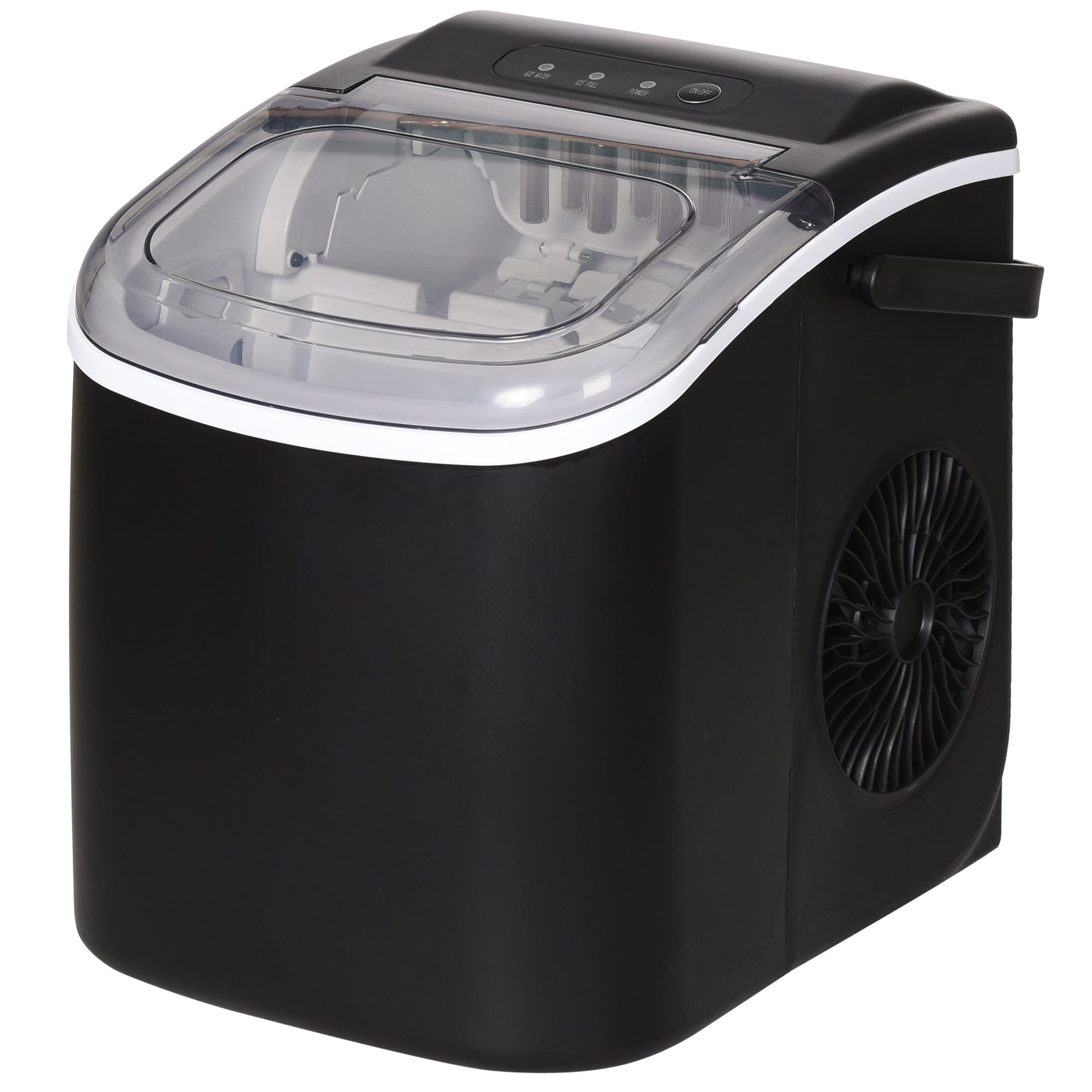 HOMCOM Ice Maker Machine Counter Top, 12Kg in 24 Hrs, 9 Cubes Ready in 6-12Mins, Portable Ice Cube Maker with Ice Scoop and Basket, Black