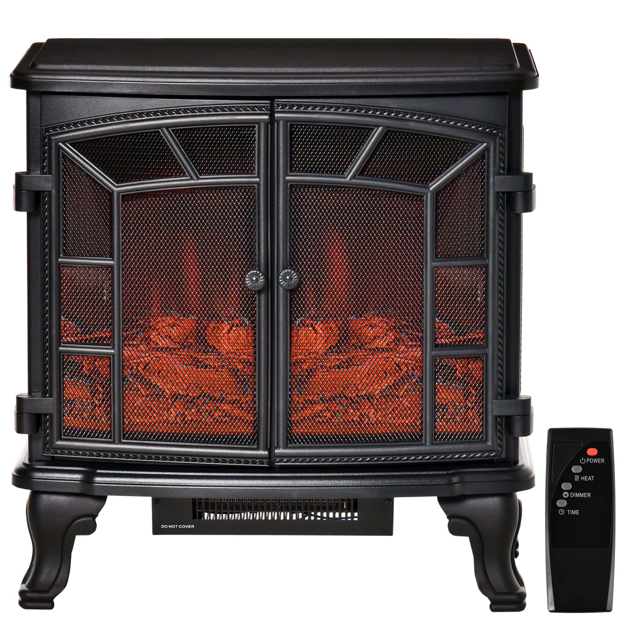 27" Electric Fireplace Heater Stove with Realistic LED Flames Remote Control 750W/1500W Black