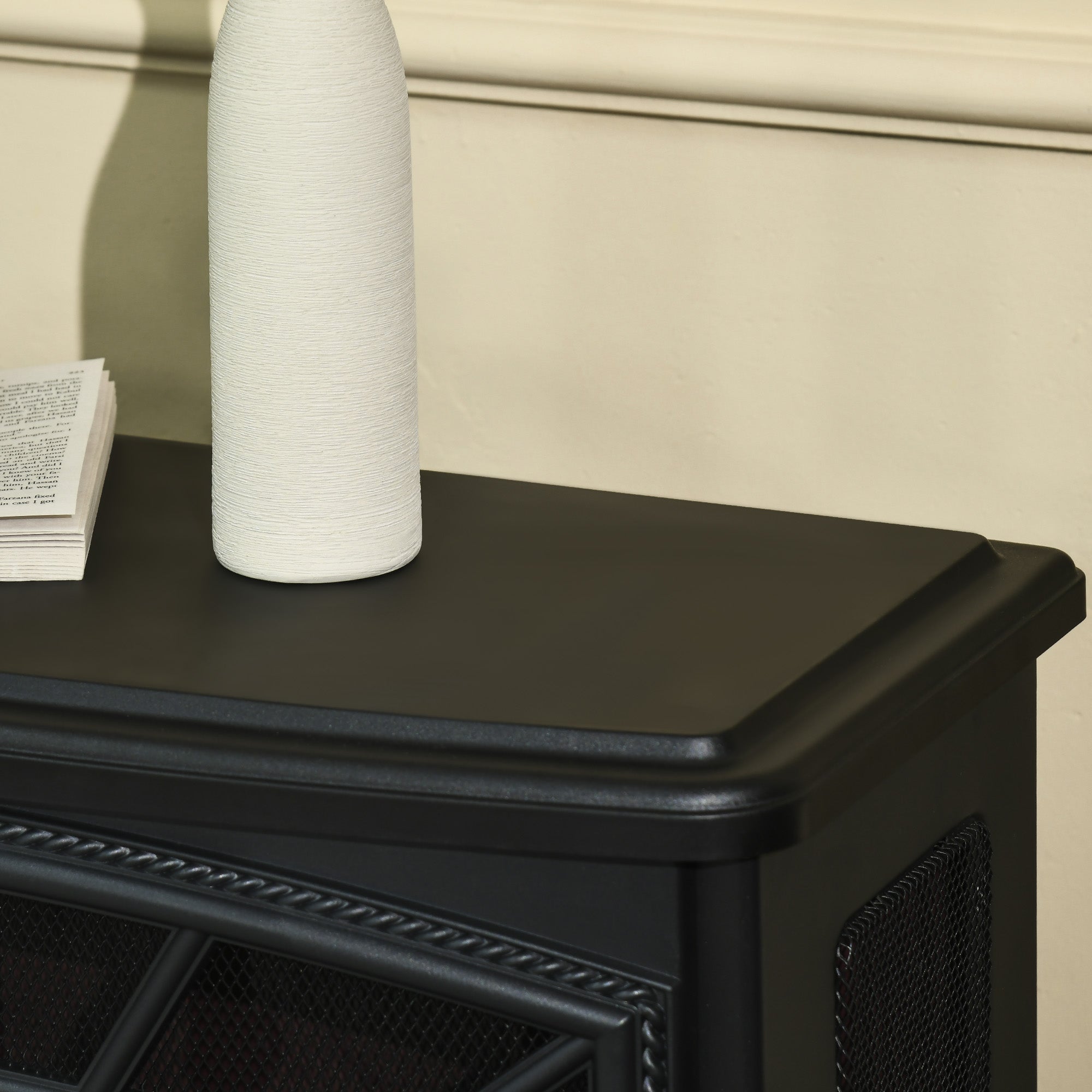 Electric Fireplace Heater, Freestanding Fireplace Stove with Realistic Flame Effect, Timer, Remote, 750W/1500W, Black