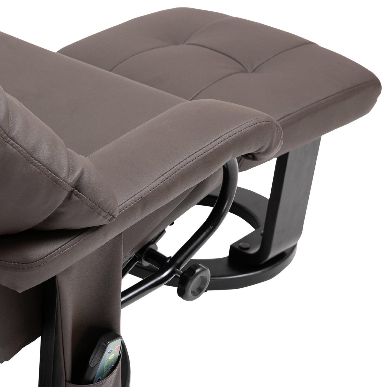 Massage Recliner Chair with Ottoman, 360° Swivel Recliner and Footstool, 10-Point Vibration, PU Leather Reclining Chair with Remote Control, Brown