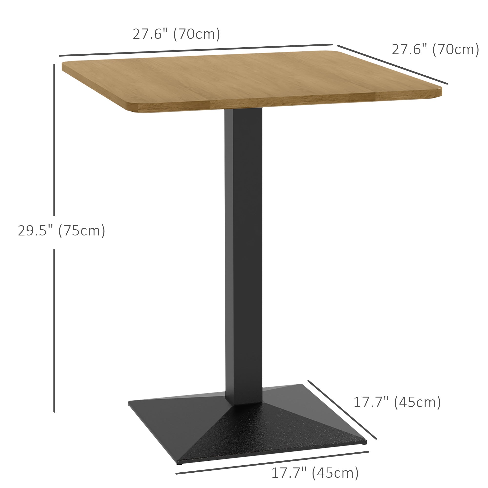 HOMCOM Square Dining Table for 2, Modern Kitchen Table with Wood-effect Top and Steel Base for Living Room, Dining Room, Dark Brown