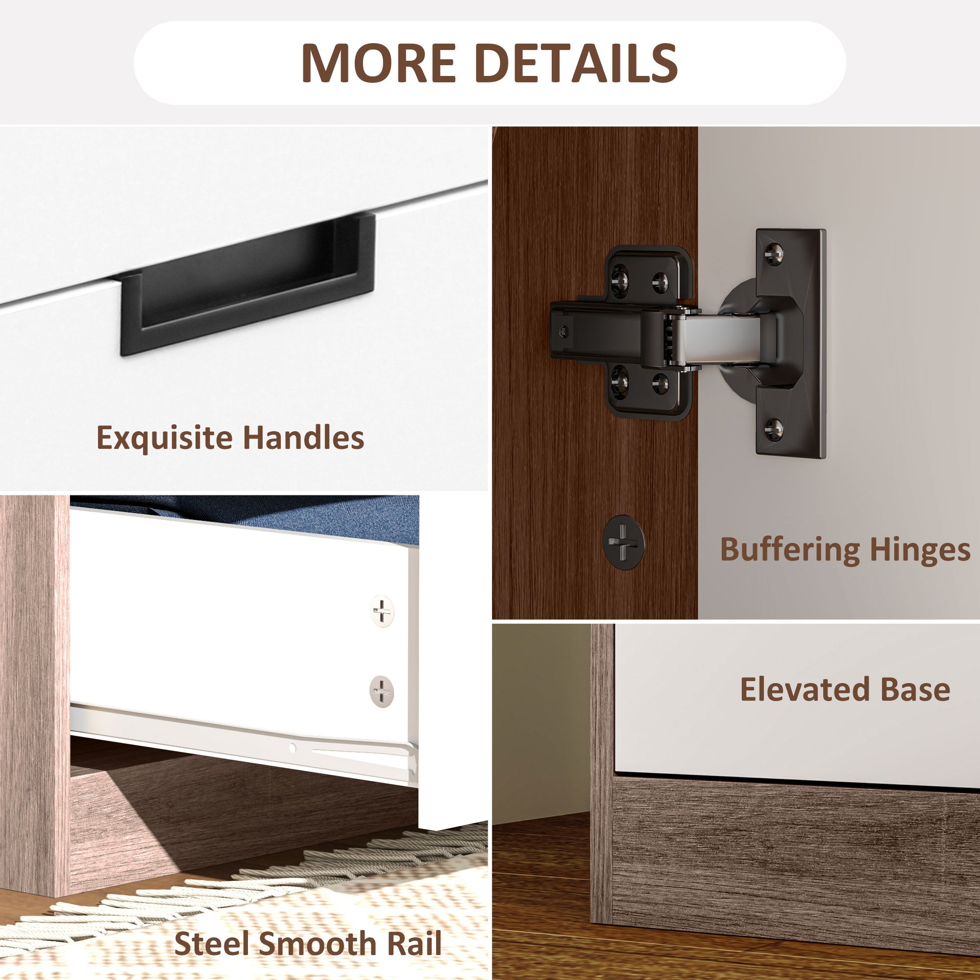 HOMCOM 3 Drawer 2 Door Wardrobe, Modern Clothes Storage Cupboard Unit with Hanging Rod, Bedroom Wardrobe with Soft Closing Hinge, 50D x 80W x 180Hcm, Brown