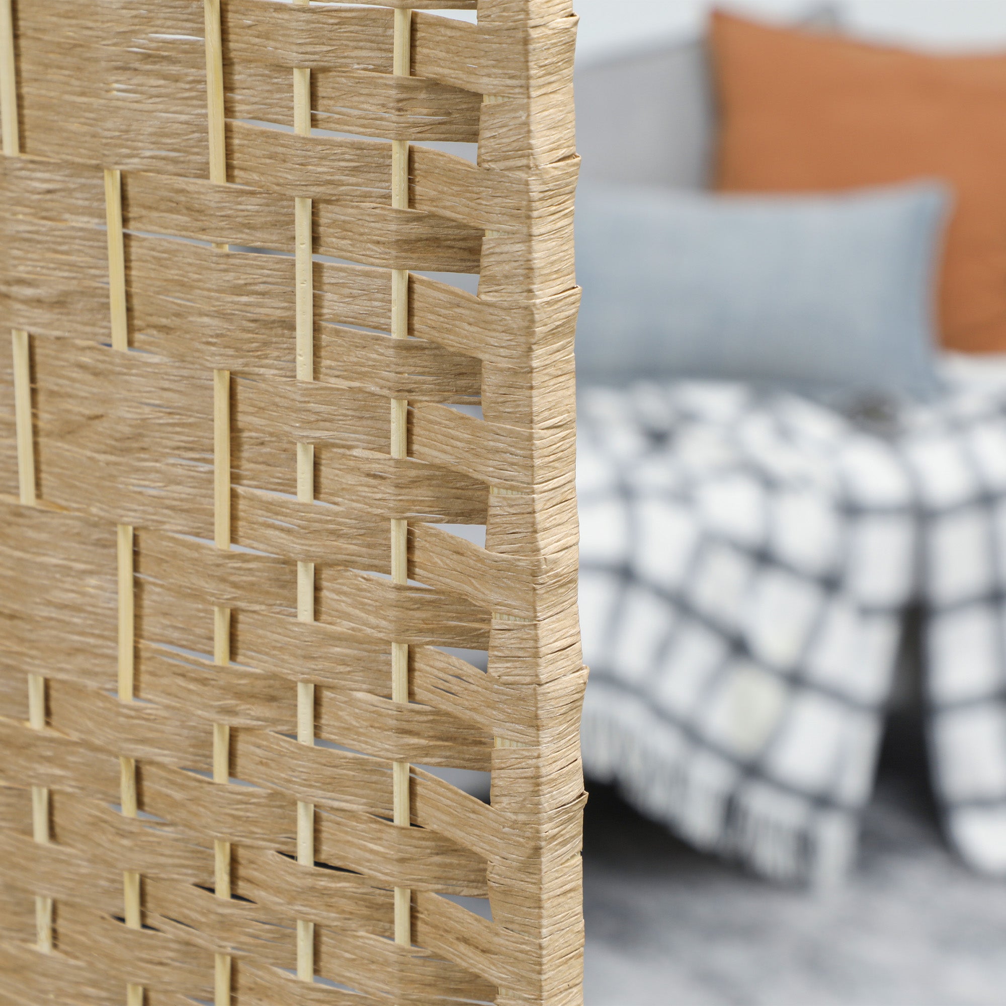 8 Panel Room Divider, 5.6 ft Tall Folding Privacy Screen, Wave Fiber Freestanding Partition Wall Divider for Home Office, Natural