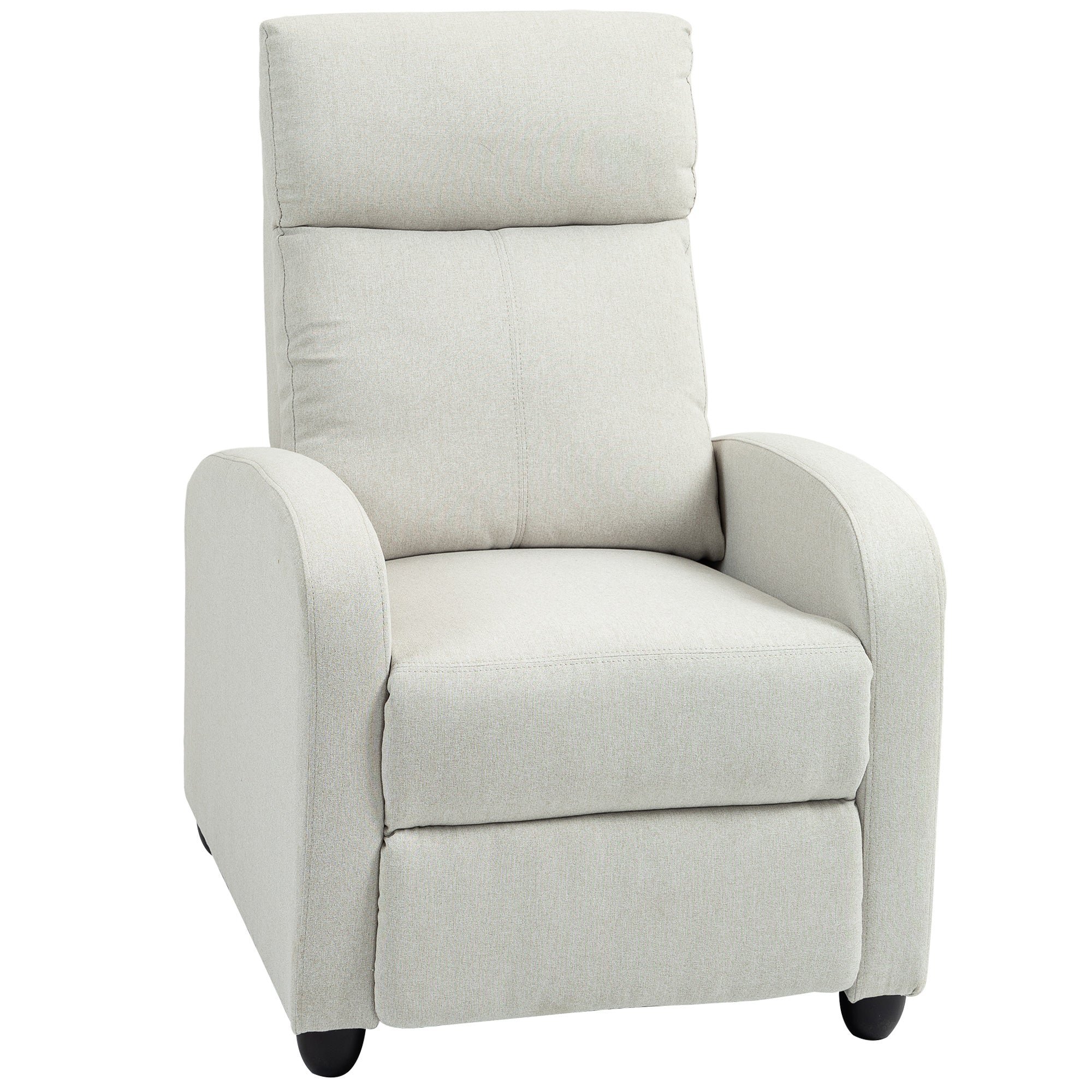 HOMCOM Push Back Recliner Chair, Fabric Home Theater Seating, Single Reclining Sofa Chair with Padded Seat for Living Room, Cream White