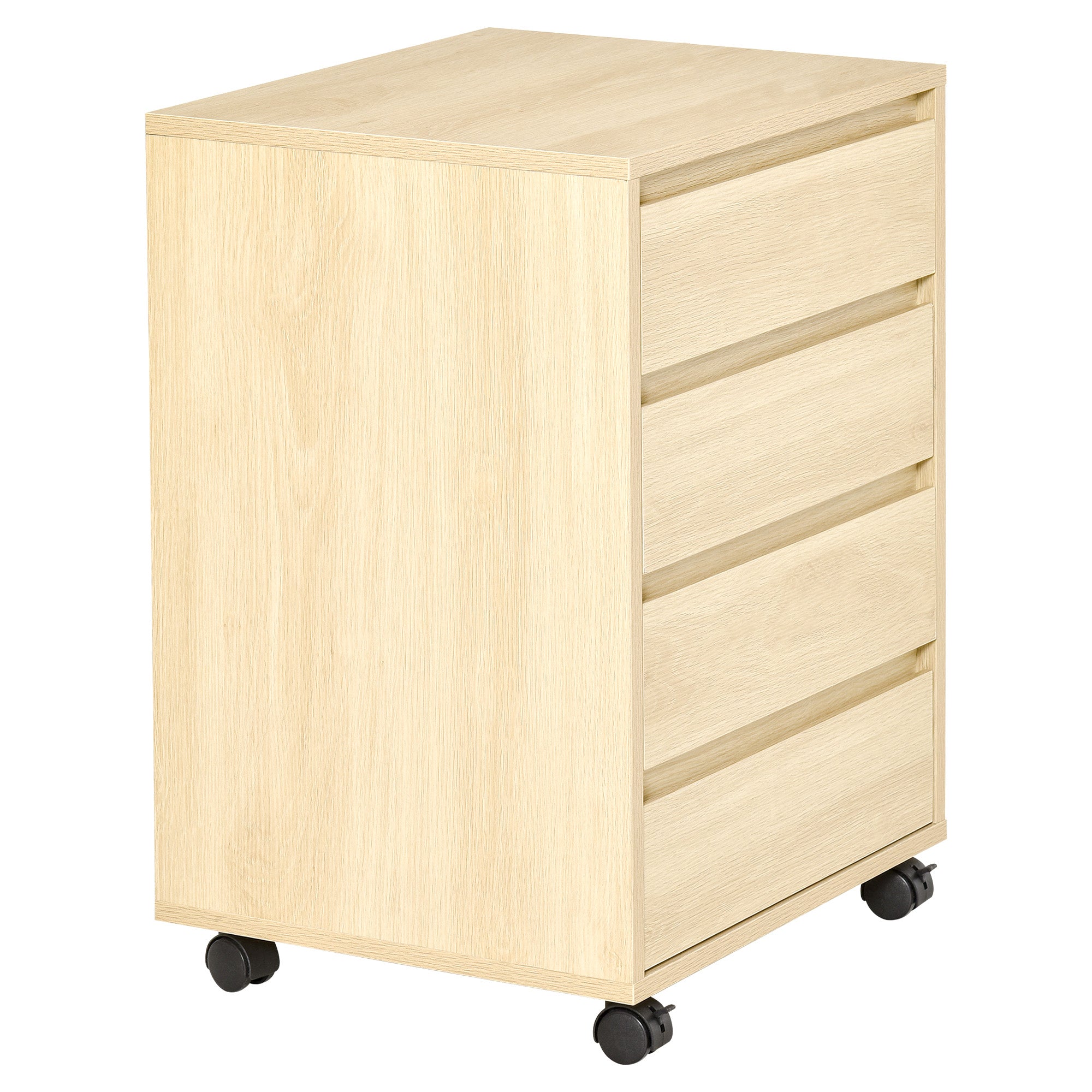 Mobile Filing Cabinet with 4 Drawers, Under Desk Storage Cabinet for Home Office, Natural