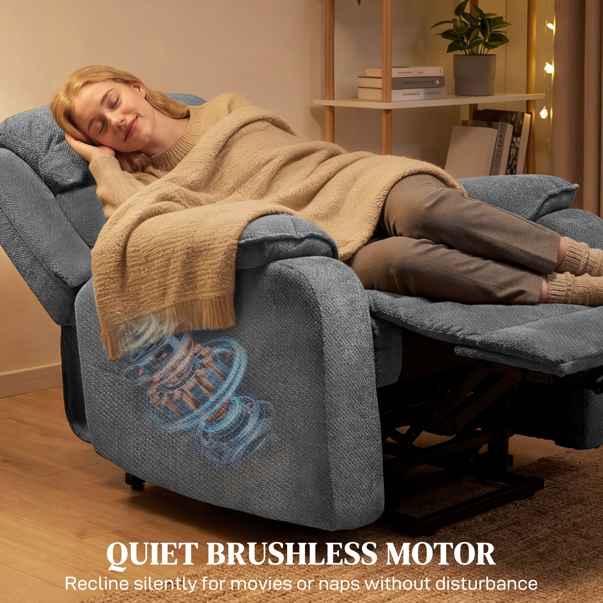 Power Lift Recliner Chair for Elderly with Massage, Electric Recliner with Side Pockets, Remote, 2 Memory Buttons, Footrest, Quiet Reclining Chair for Living Room, Dark Grey