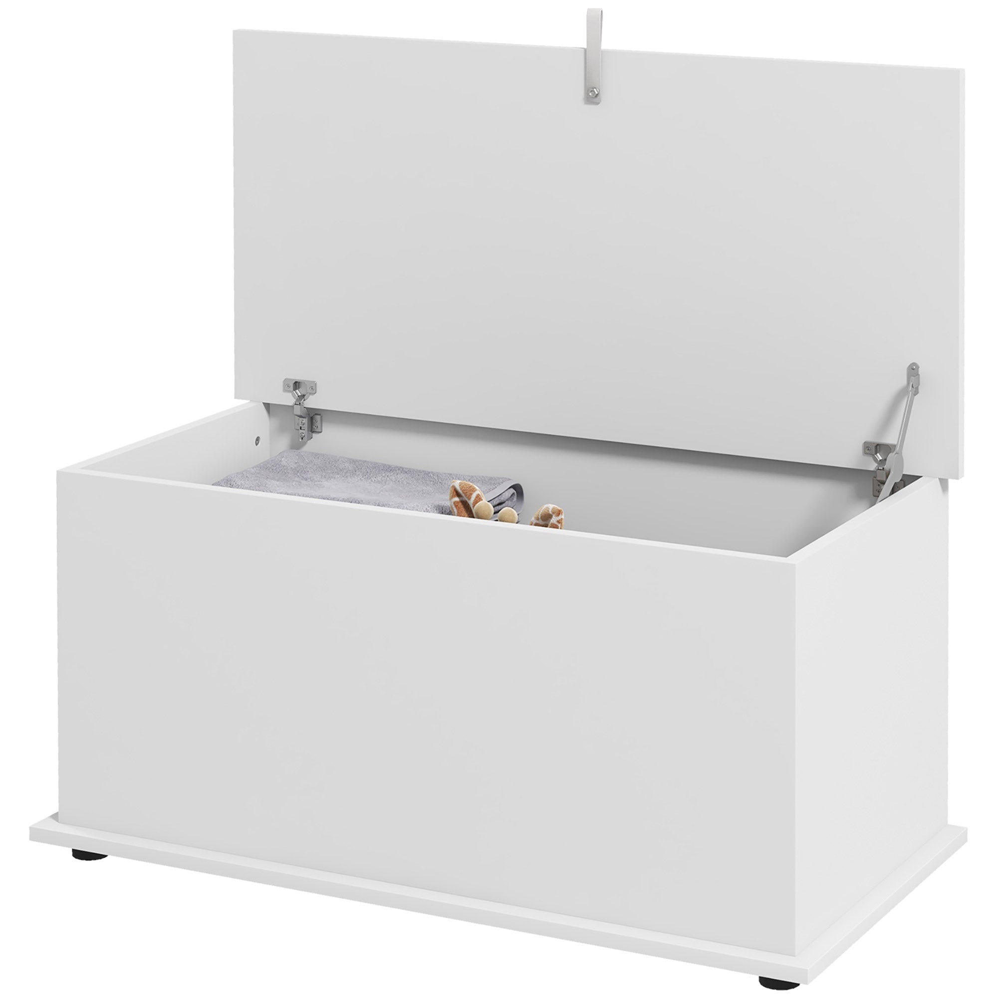 HOMCOM 31.5" Lift Top Storage Chest with 2 Safety Hinges, Storage Box Organizer with Flip-Top Lid, Entryway Storage Bench, White
