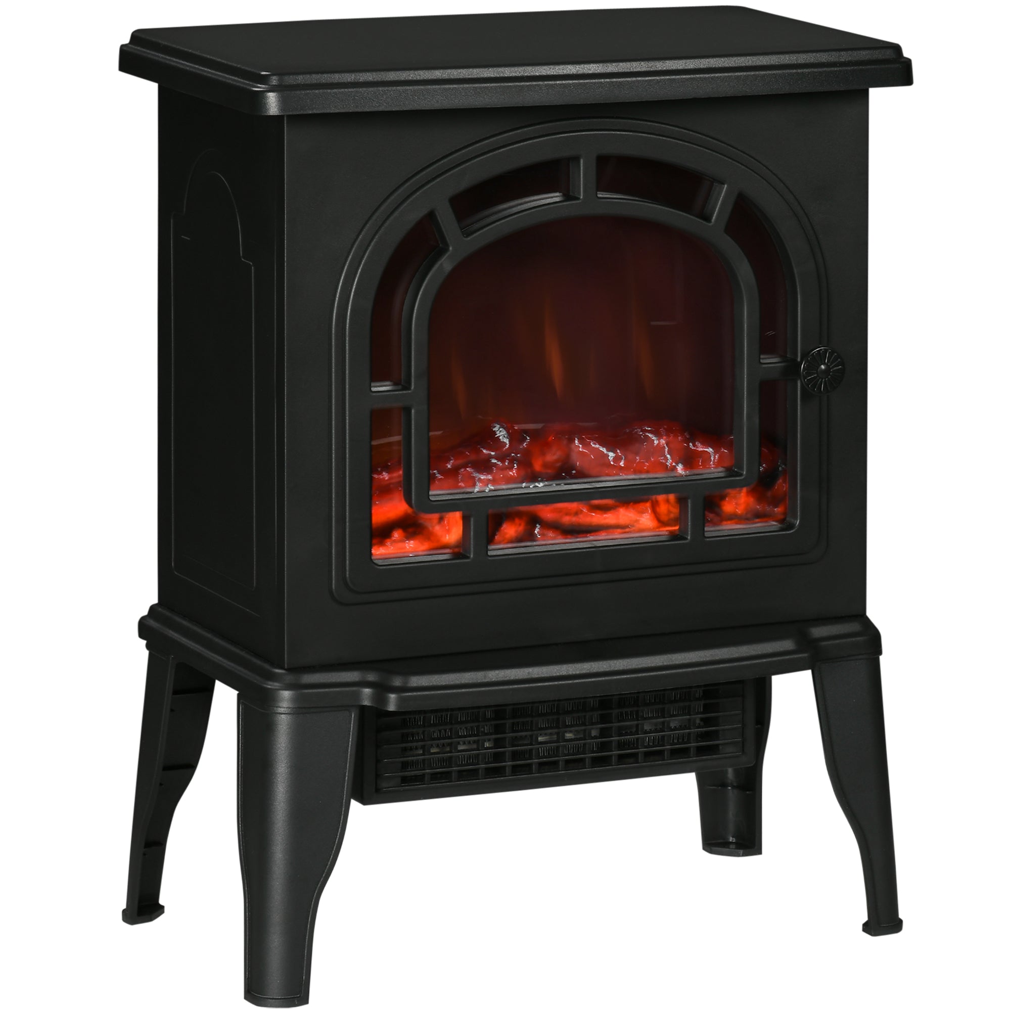 18" Electric Fireplace Stove Freestanding Heater with Realistic LED Flame 750W/1500W Black