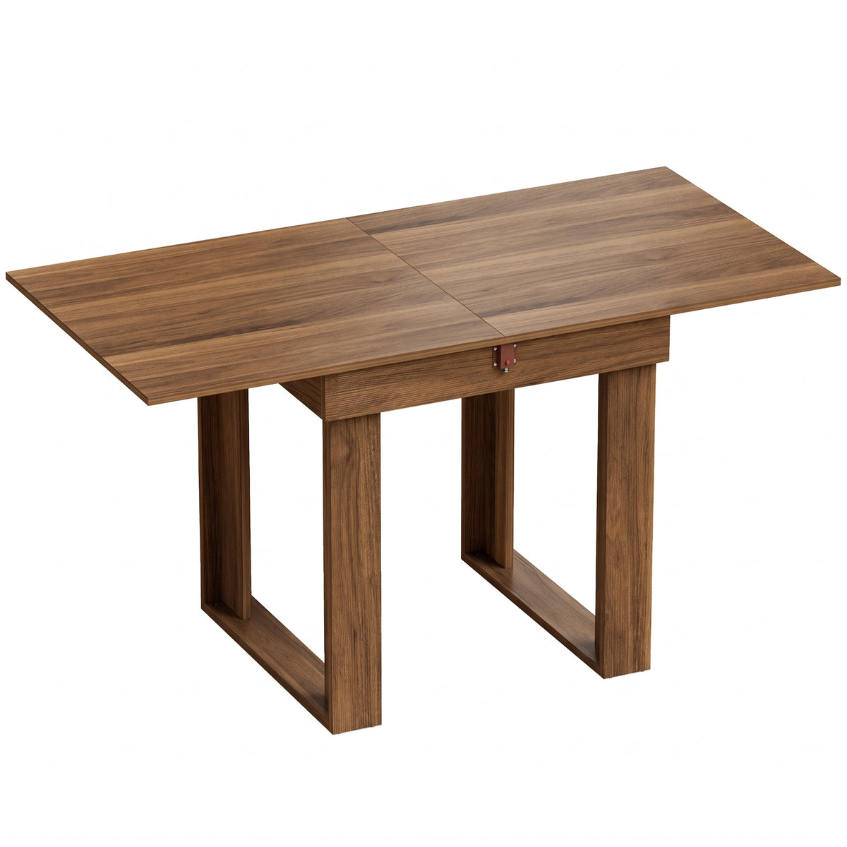 Folding Dining Table for 4 with Under-Table Storage, 70-140 cm Modern Extendable Kitchen Table with Steel Rail, Space-Saving for Kitchen, Dining Room, Grey Wood Effect