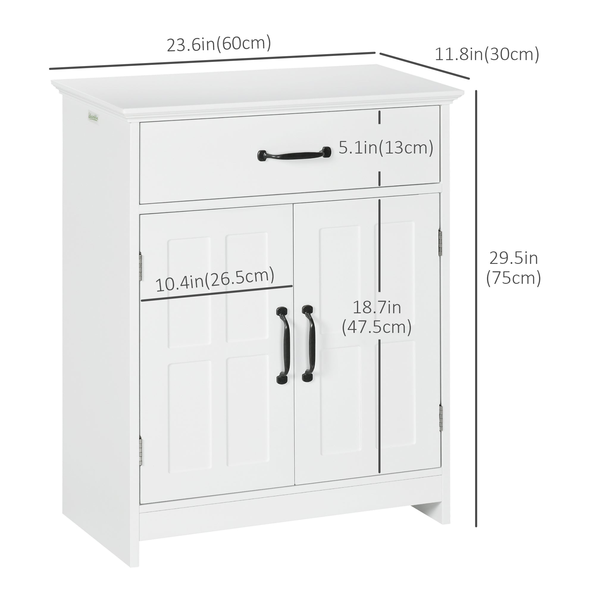 kleankin Freestanding Bathroom Cabinet Floor Cabinet, Modern Bathroom Storage Cabinet with 2 Doors, Adjustable Shelves for Living Room Kitchen, White