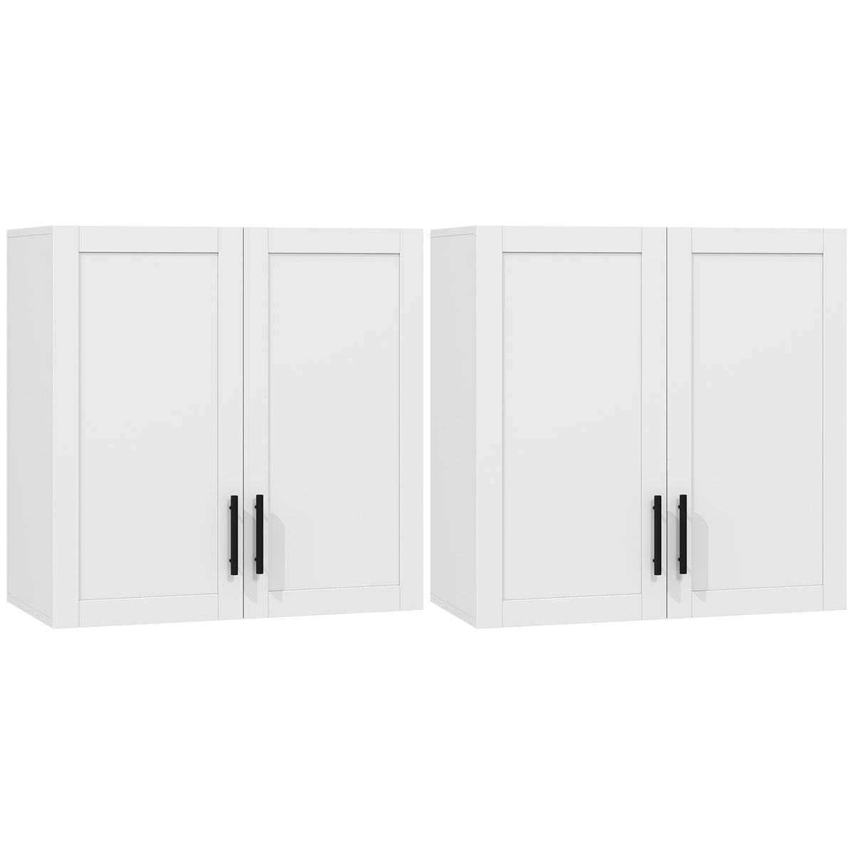 2-Piece Bathroom Wall Cabinet, Wall Mounted Over the Toilet Space Saver with 2 Doors and Adjustable Shelf Storage for Bathroom, White