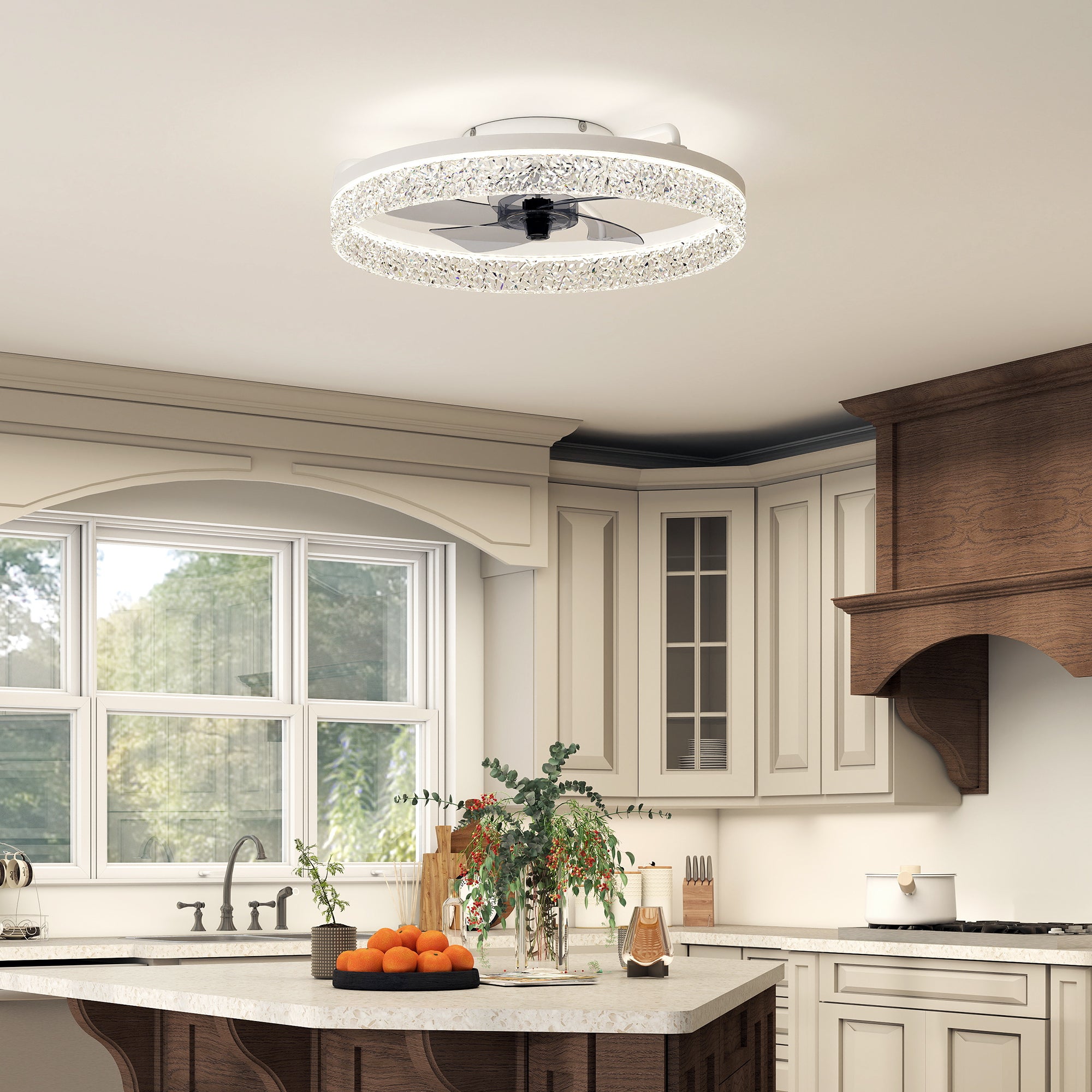 Ceiling Fans with Lights and Remote & App Control, 50 cm Modern LED Ceiling Fan Light with 3 Colour Temperatures, 6 Speed, Timer, Dimmable, Quiet Reversible DC Motor, for Bedroom, Study, White
