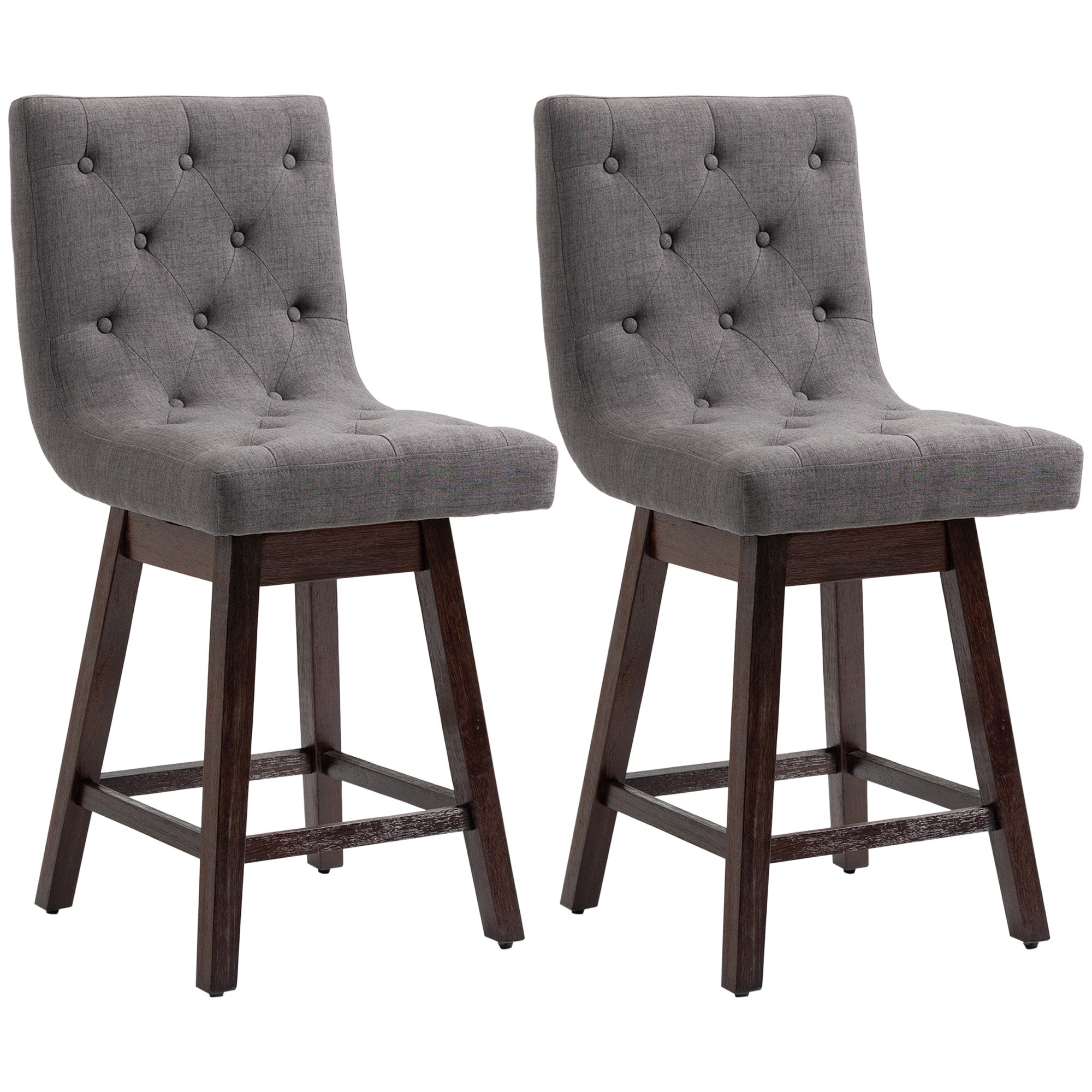 25.5" High Fabric Tufted Breakfast Barstools for Kitchen Set of 2 Gray