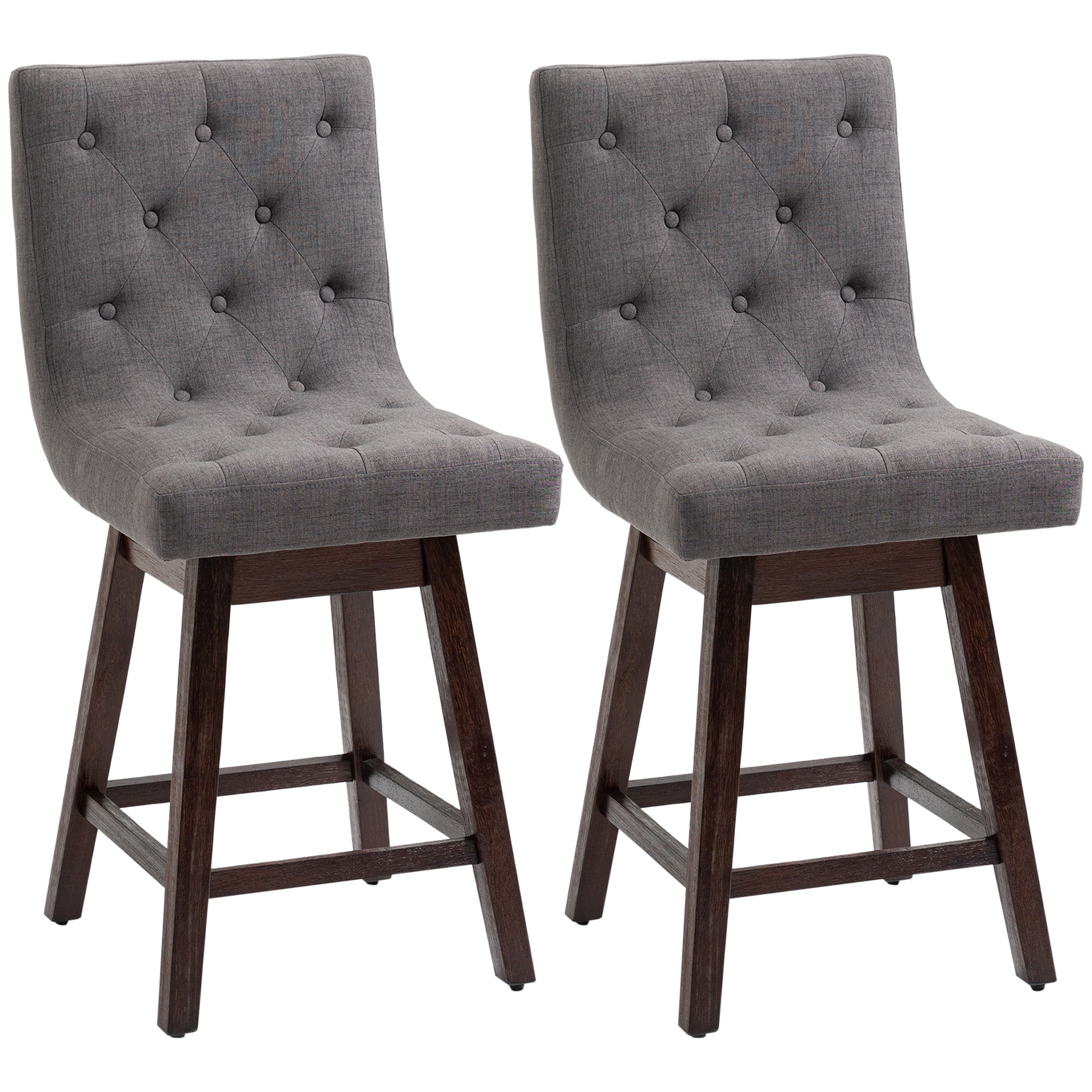 25.5" High Fabric Tufted Breakfast Barstools for Kitchen Set of 2 Gray