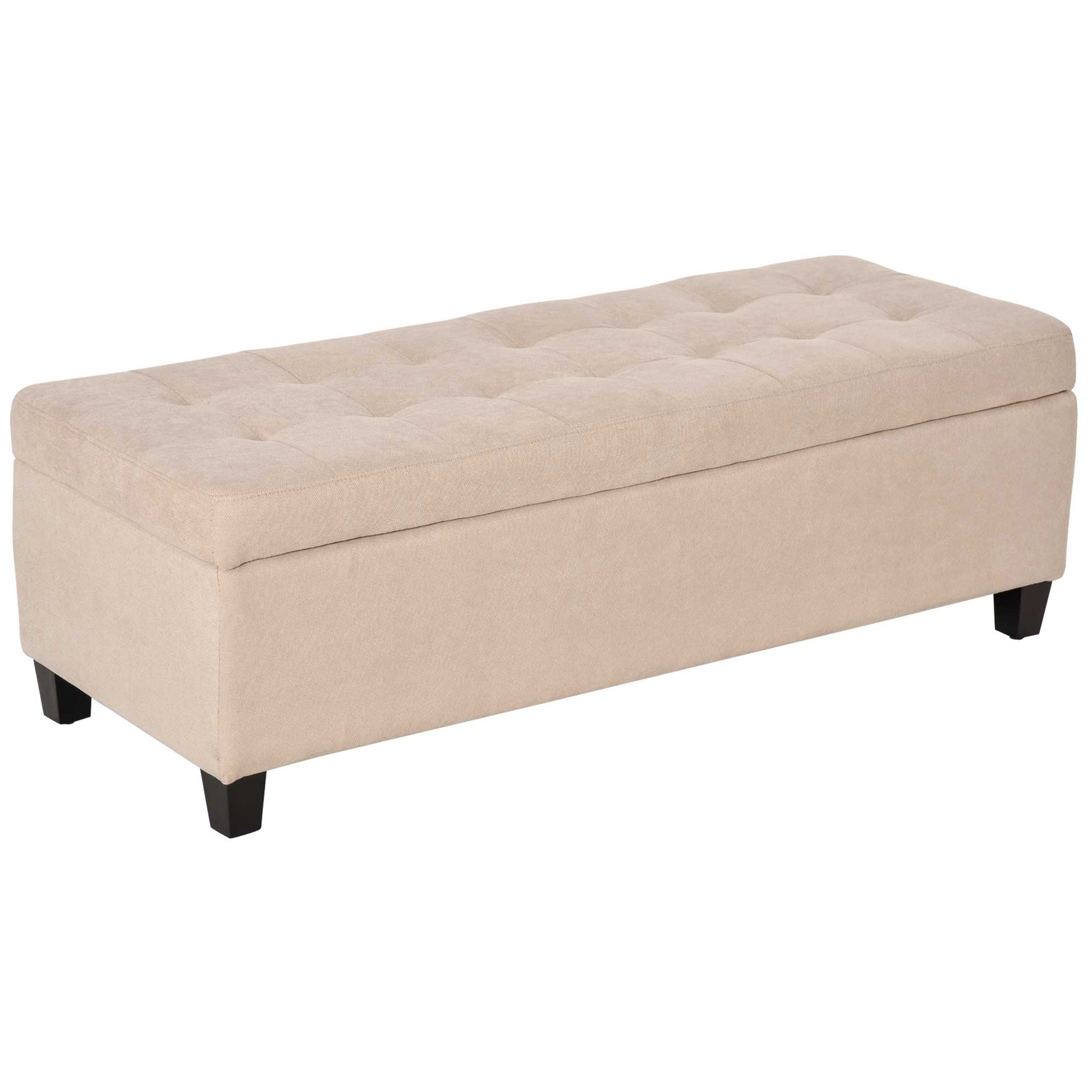 50" Storage Ottoman Bench Upholstered Ottoman Foot Rest with Soft Close Lid White