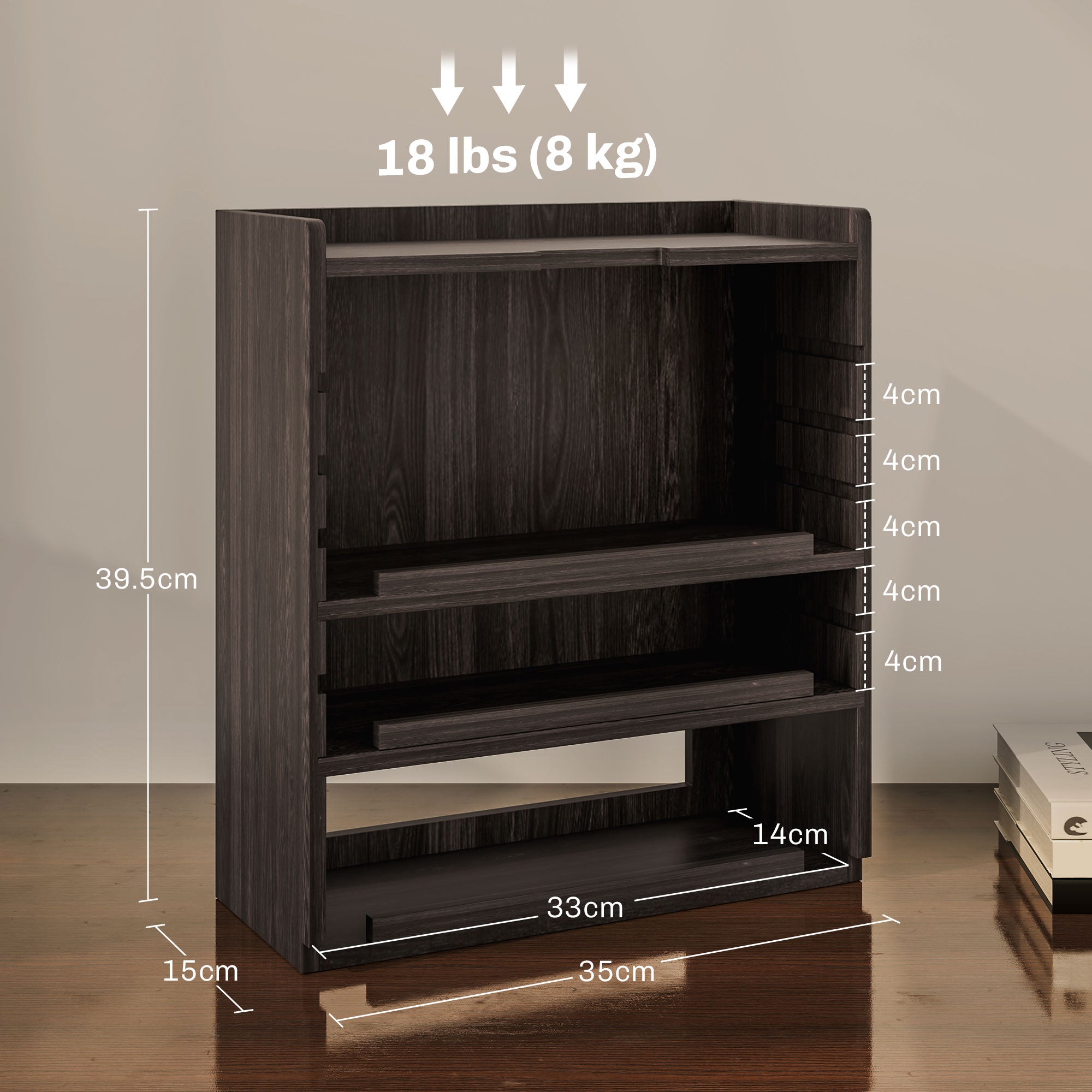 HOMCOM 4-Tier Desk Organiser, Multifunctional Assembled Desktop Organiser with Adjustable Shelves and Cable Management for Stationery, Office Supplies, Paper, Dark Brown