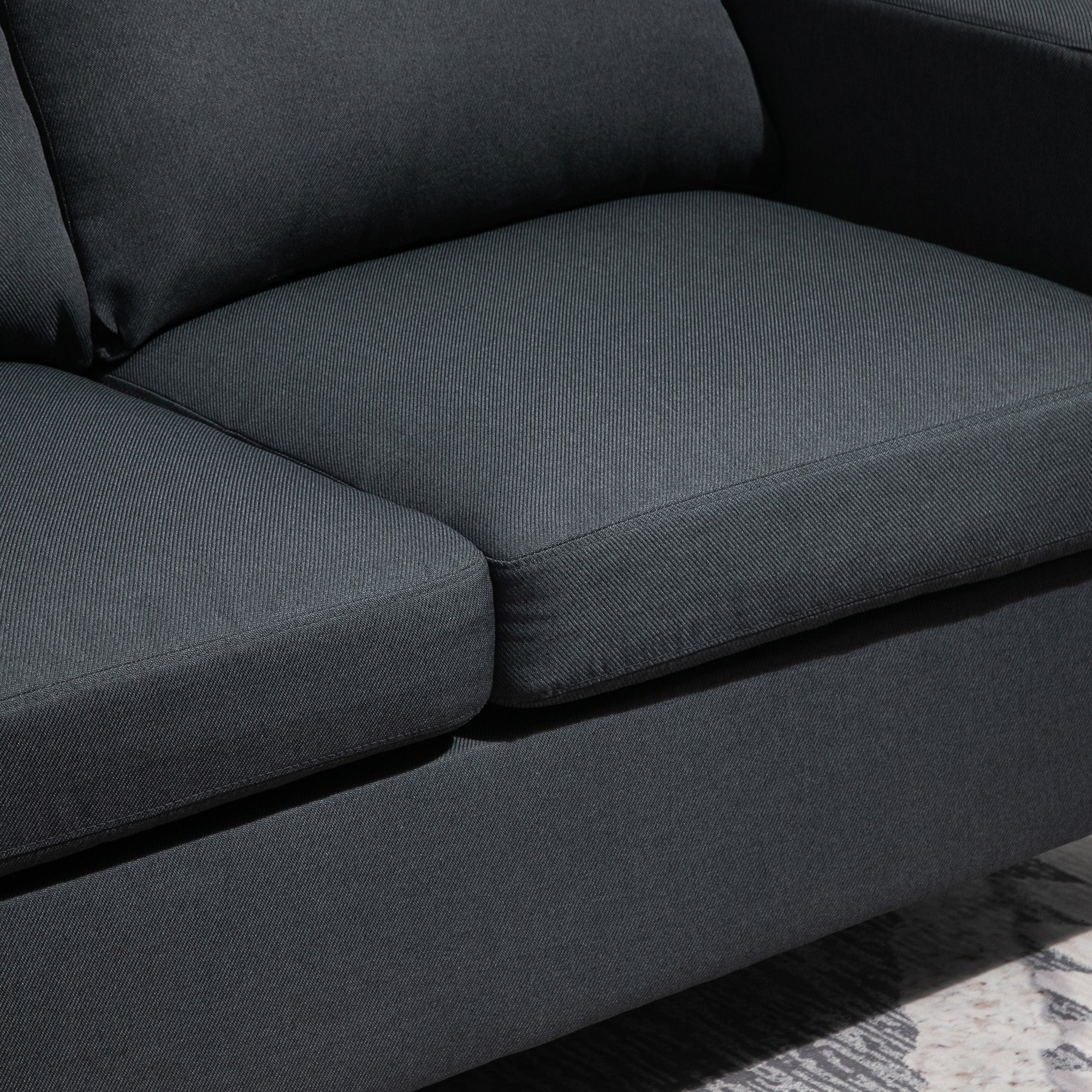 HOMCOM Sectional Sofa, L Shape Couch with Ottoman, Modern Sectional Couch for Living Room, Dark Grey