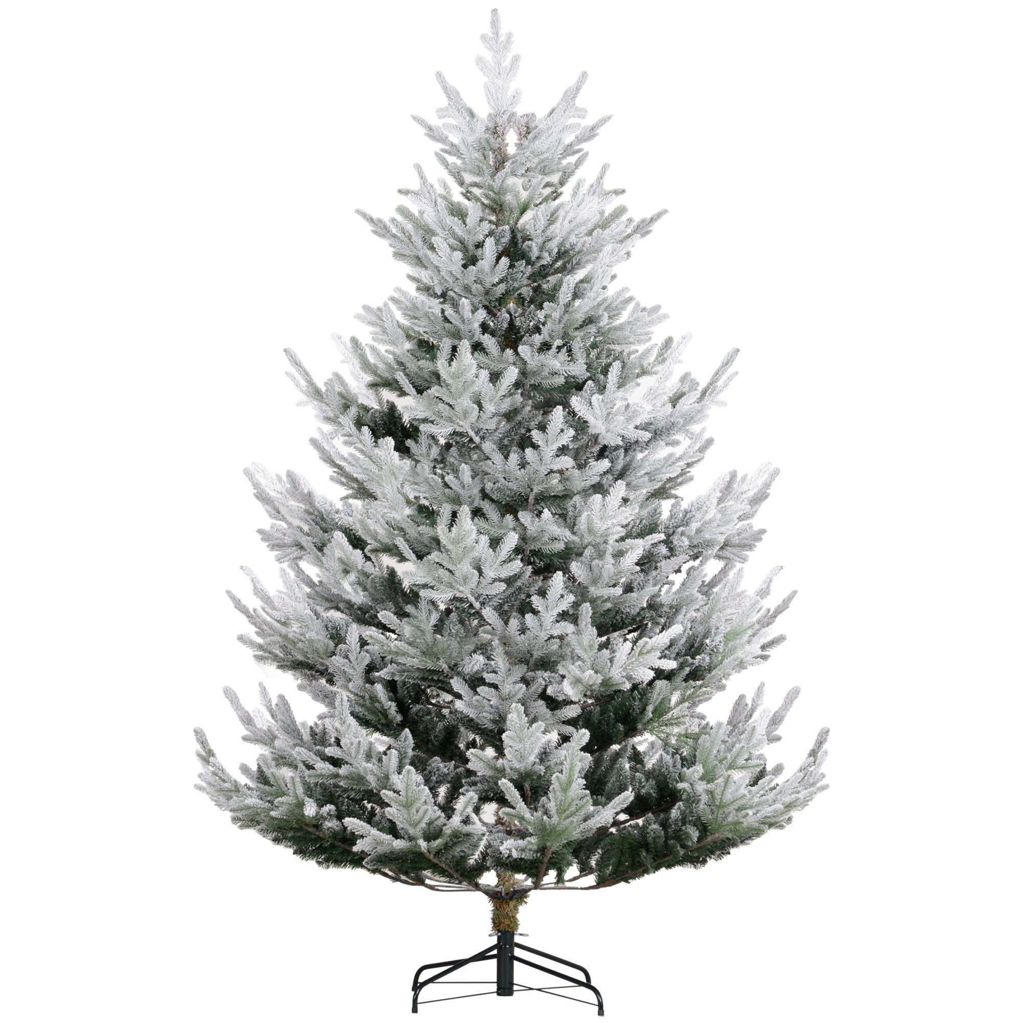 7.5 FT Artificial Christmas Tree Flocked Hinged Xmas Tree with 1218 Tips Green