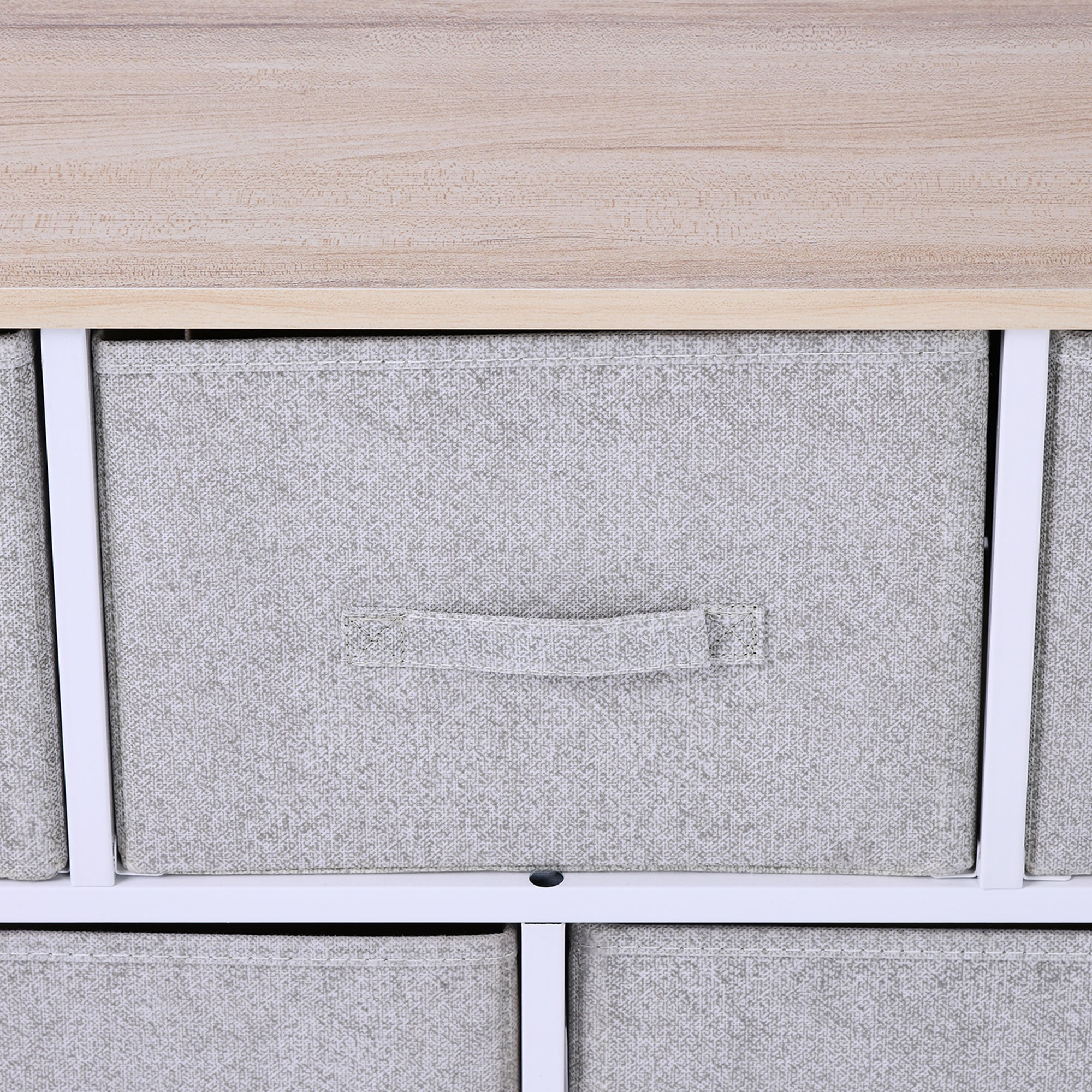 40" L 5 Drawer Horizontal Storage Cube Dresser Unit Bedroom Organizer Living Room Shelf Tower with Fabric Bins, Light Gray