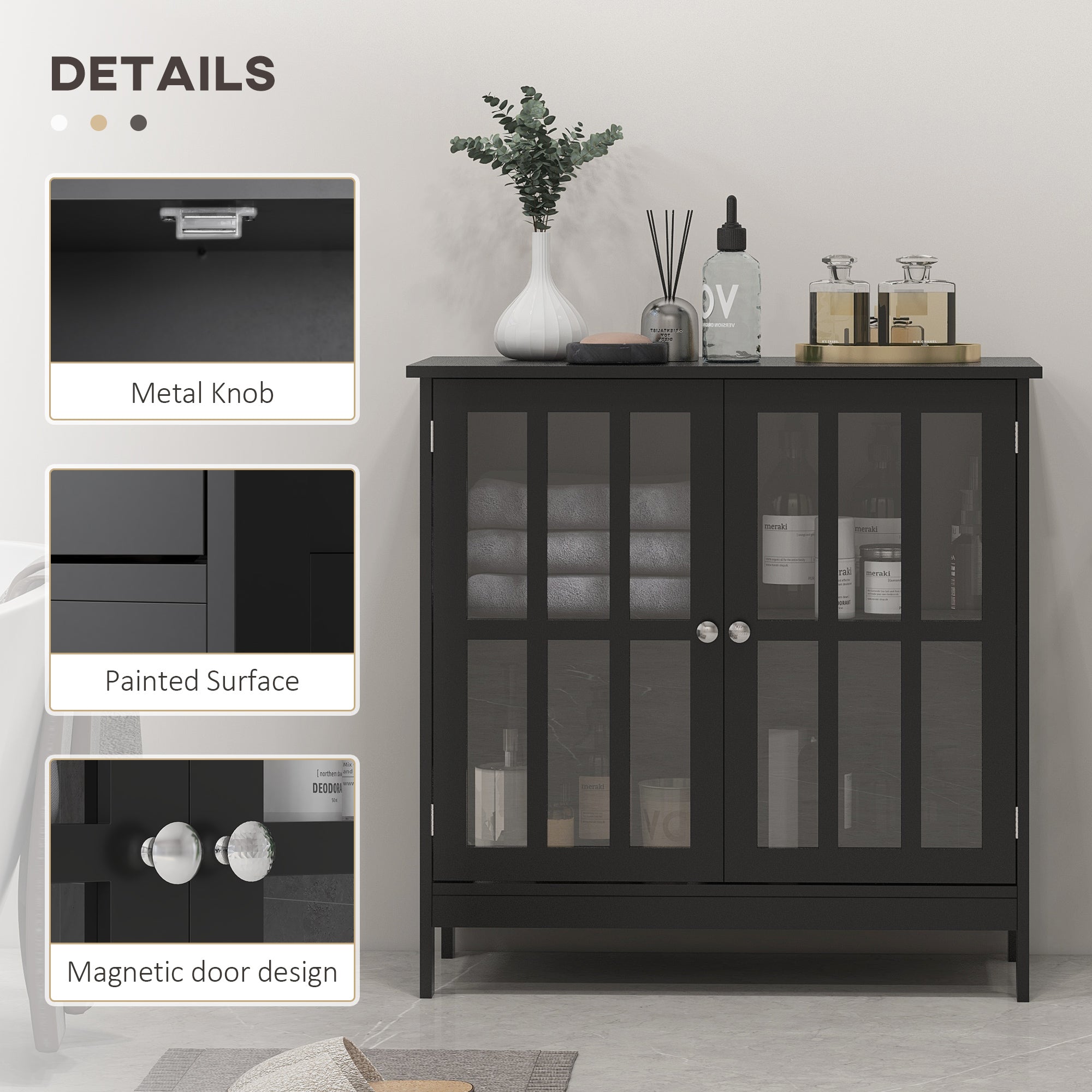 kleankin Sideboard Buffet Cabinet with Storage, Kitchen Storage Cabinet with Doors and Shelves, Black