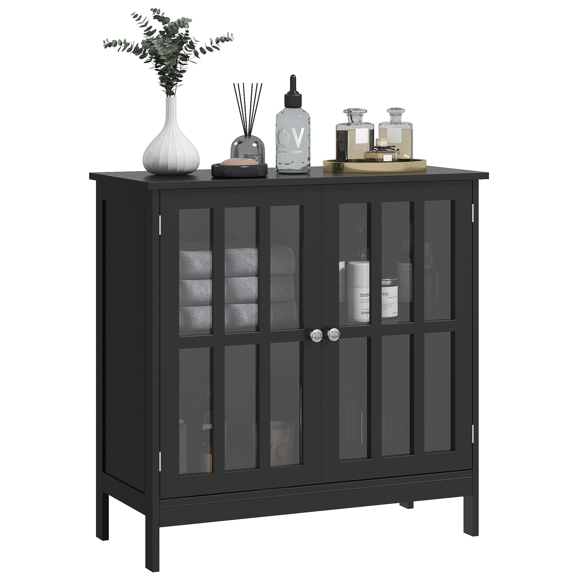 kleankin Sideboard Buffet Cabinet with Storage, Kitchen Storage Cabinet with Doors and Shelves, Black