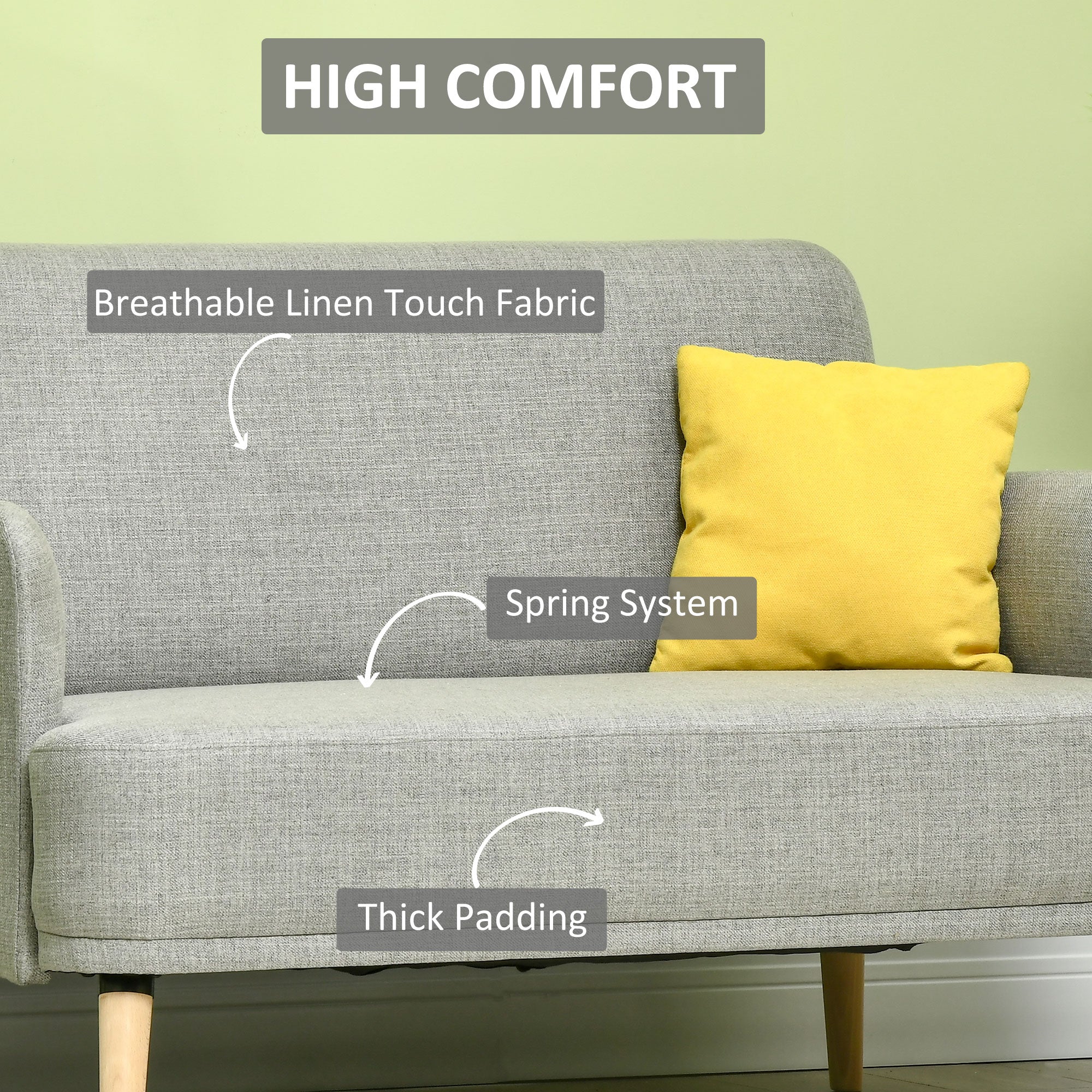 48" Loveseat Sofa for Bedroom, Modern Love Seats Furniture, Upholstered Small Couch for Small Spaces, Gray