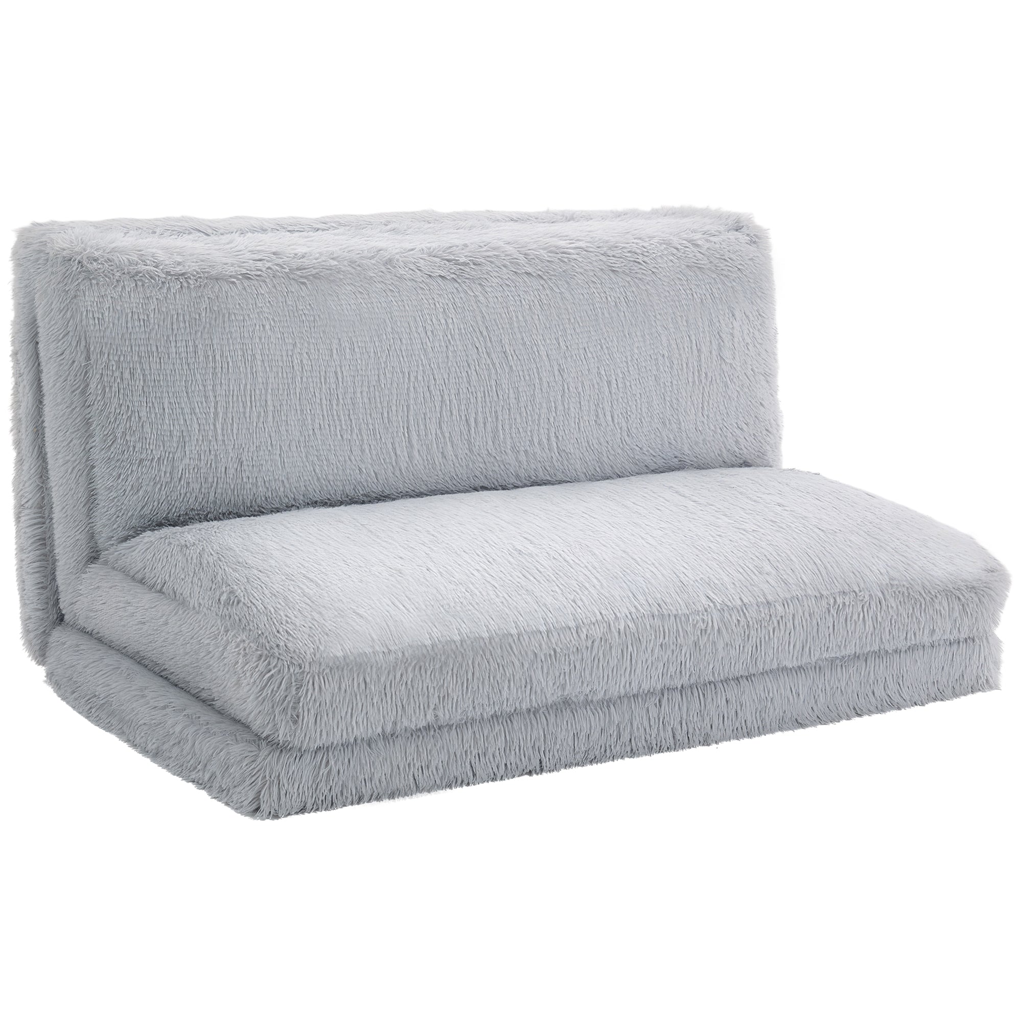 Bean Bag Floor Sofa Bed, Contemporary Plush Wide Folding Floor Mattress, Foam Filling Wall Couch Sleeper, 54.1x103.5 Inch, Light Gray