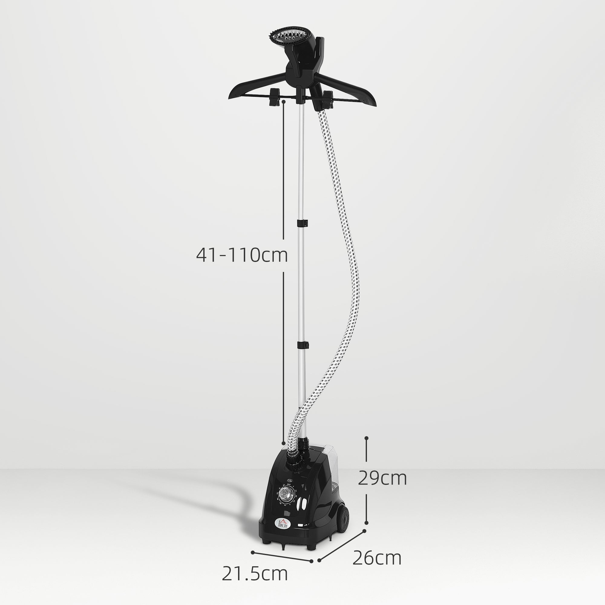 Clothes Steamer, Fabric Garment Steamer for Hanging, with Adjustable Telescopic Pole 41-110 cm, 1.4L, 1950W, 11 Level Steam Adjustment, Black