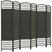 6 Panel Folding Room Divider, Portable Privacy Screen, Wave Fiber, Black - HOMCOM