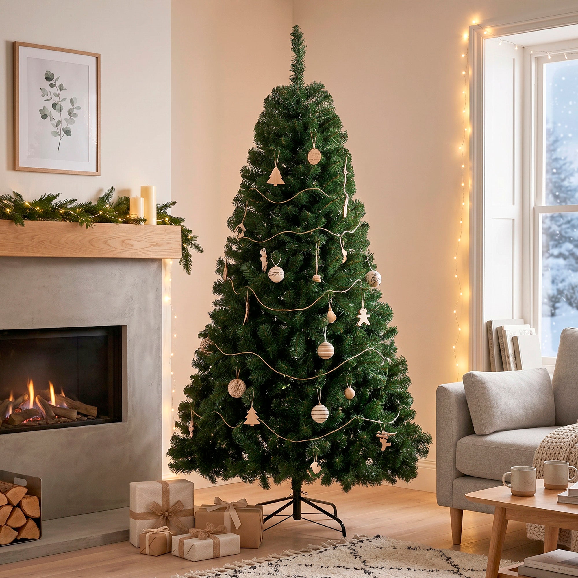 6ft Norwegian Spruce Artificial Christmas Tree with 888 Branch Tips, Foldable Metal Stand, Quick-Assembly Hinged Design, Full Xmas Tree for Home Office Holiday Decor, Green