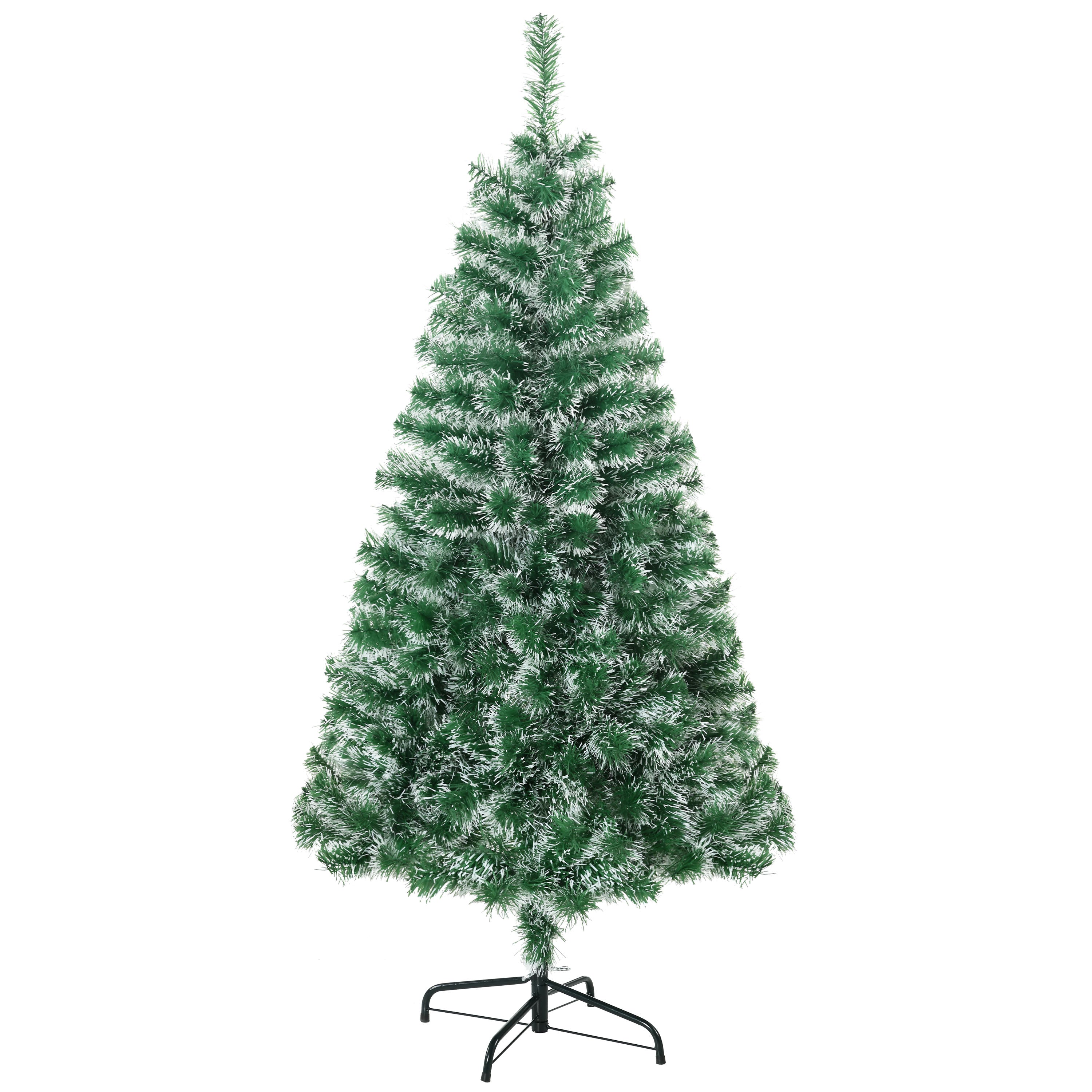 HOMCOM 6FT Christmas Tree Artificial Classic Tree Holiday Indoor Decoration, with Metal Support and Tips, Green