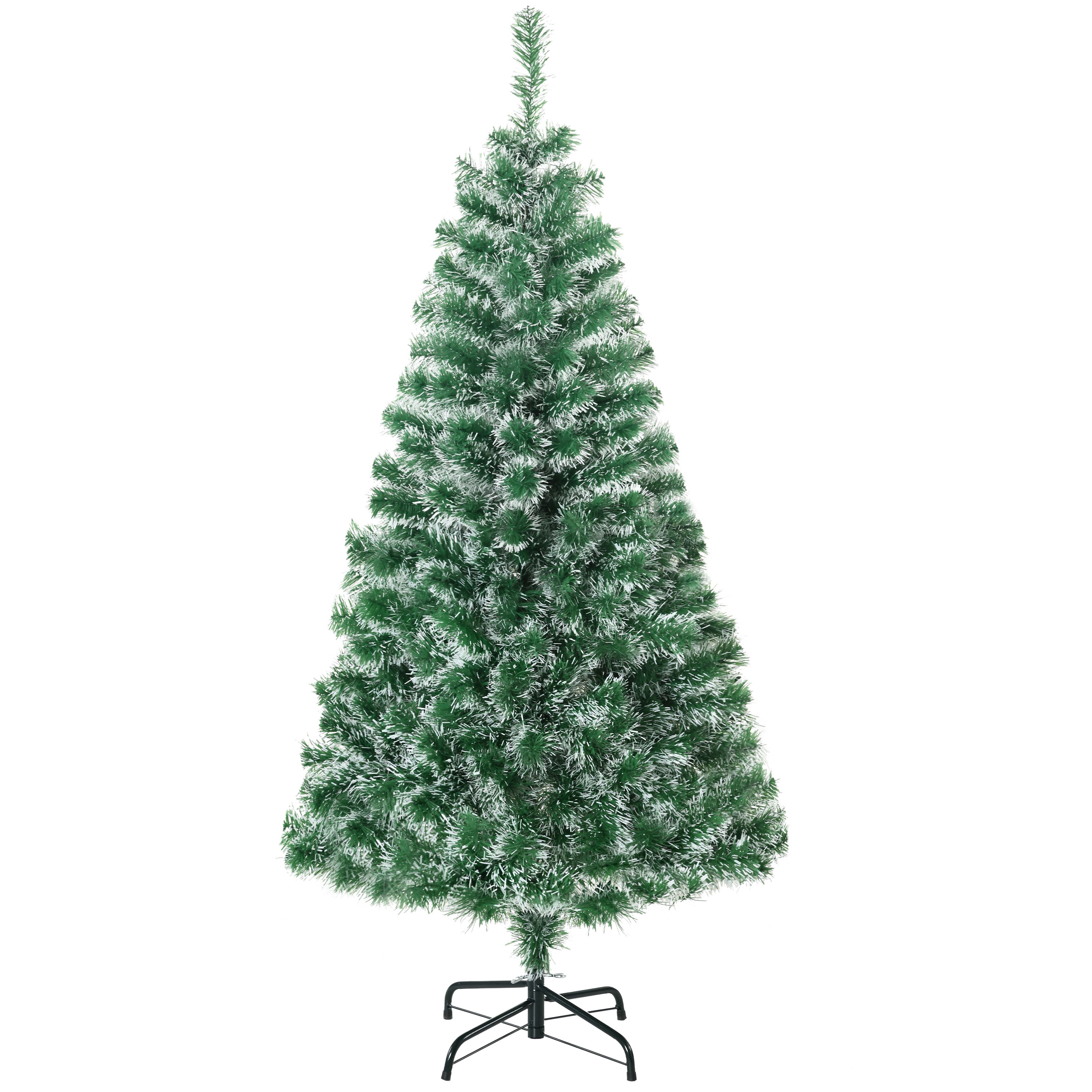 HOMCOM 6FT Christmas Tree Artificial Classic Tree Holiday Indoor Decoration, with Metal Support and Tips, Green