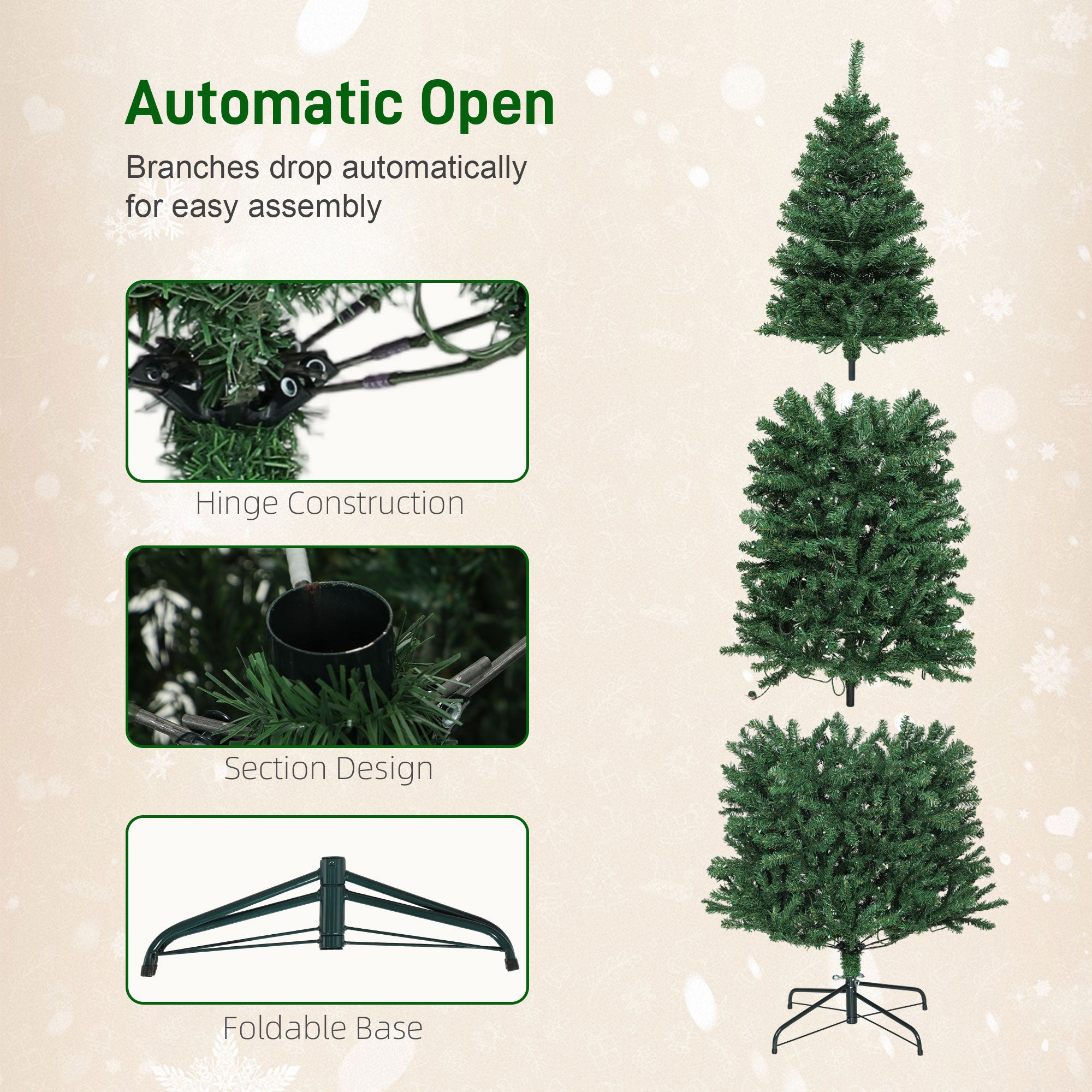 5ft Prelit Christmas Tree with Colorful DIY Synchronized LED Lights and Remote, Slim Fir, Hinged Xmas Tree with Dense Tips, 12 Modes, Daily Timer, Adjustable Brightness and Speed, Green