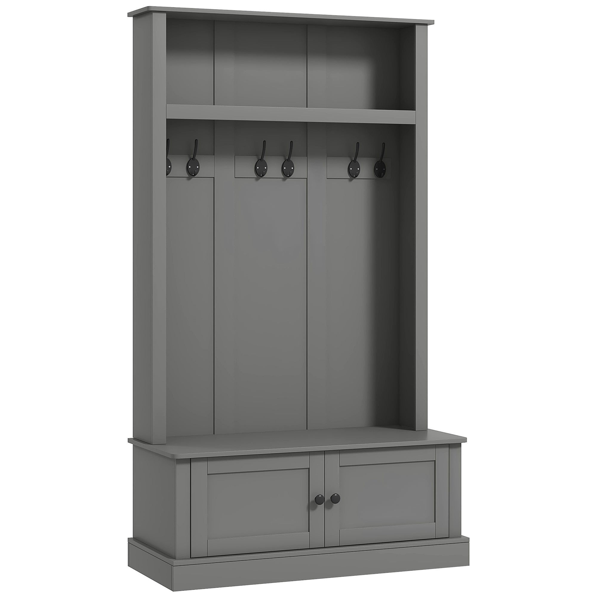 Hall Tree Entryway Bench with Coat Rack Gray