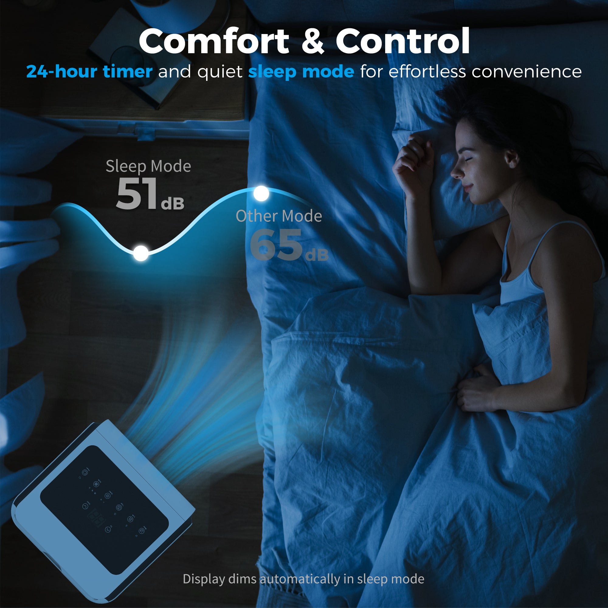Portable Air Conditioner 9000 BTU, 4-in-1 Air Conditioning Unit with Cooling, Dehumidifier, Fan, Sleep Mode, Remote Control, 24H Timer, 2 Speeds, Child Lock, Window Kit, for Room up to 28 m²