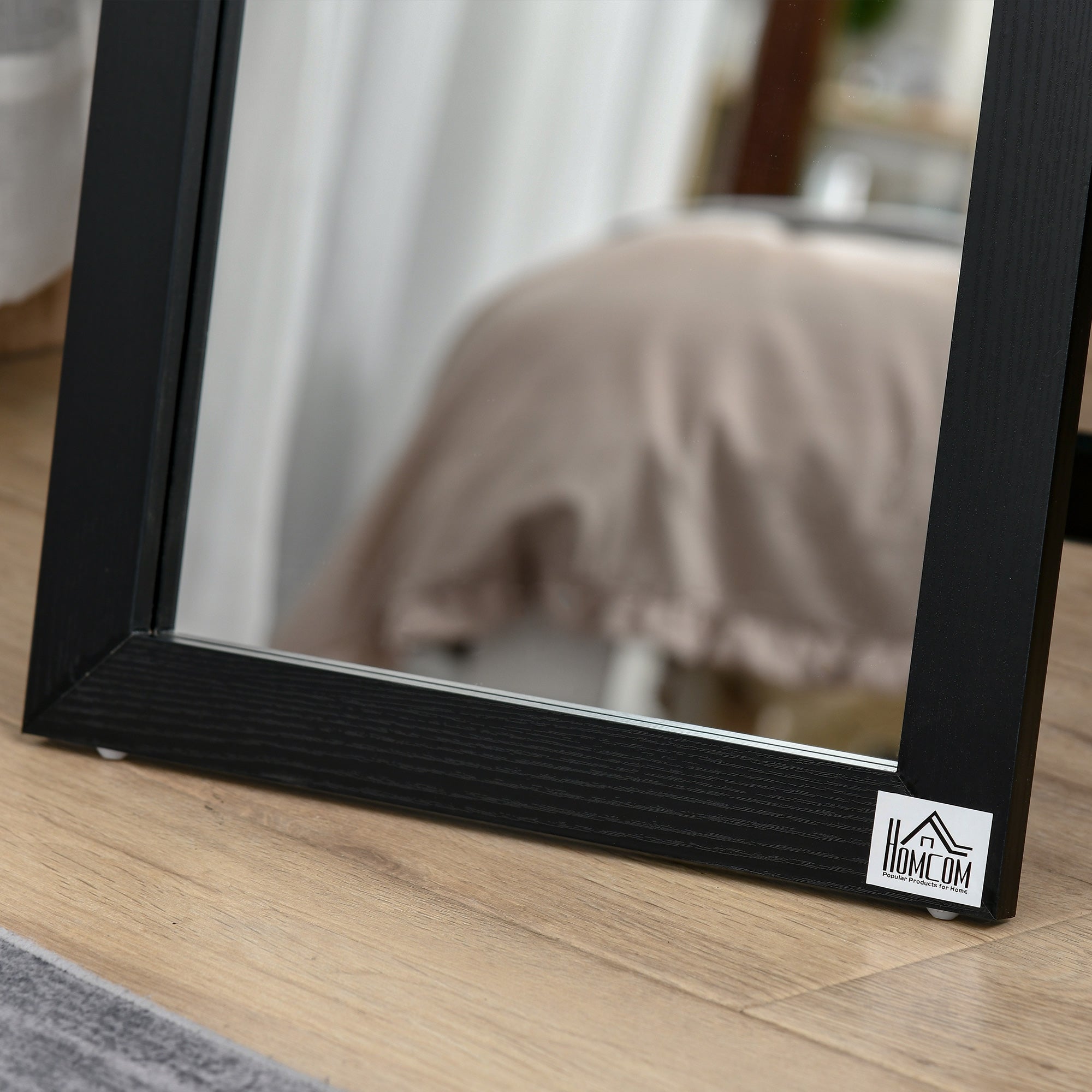 HOMCOM Full Length Mirror, Floor Standing or Wall-Mounted Long Mirror, Rectangular Full Body Mirror for Bedroom, Living Room, Black