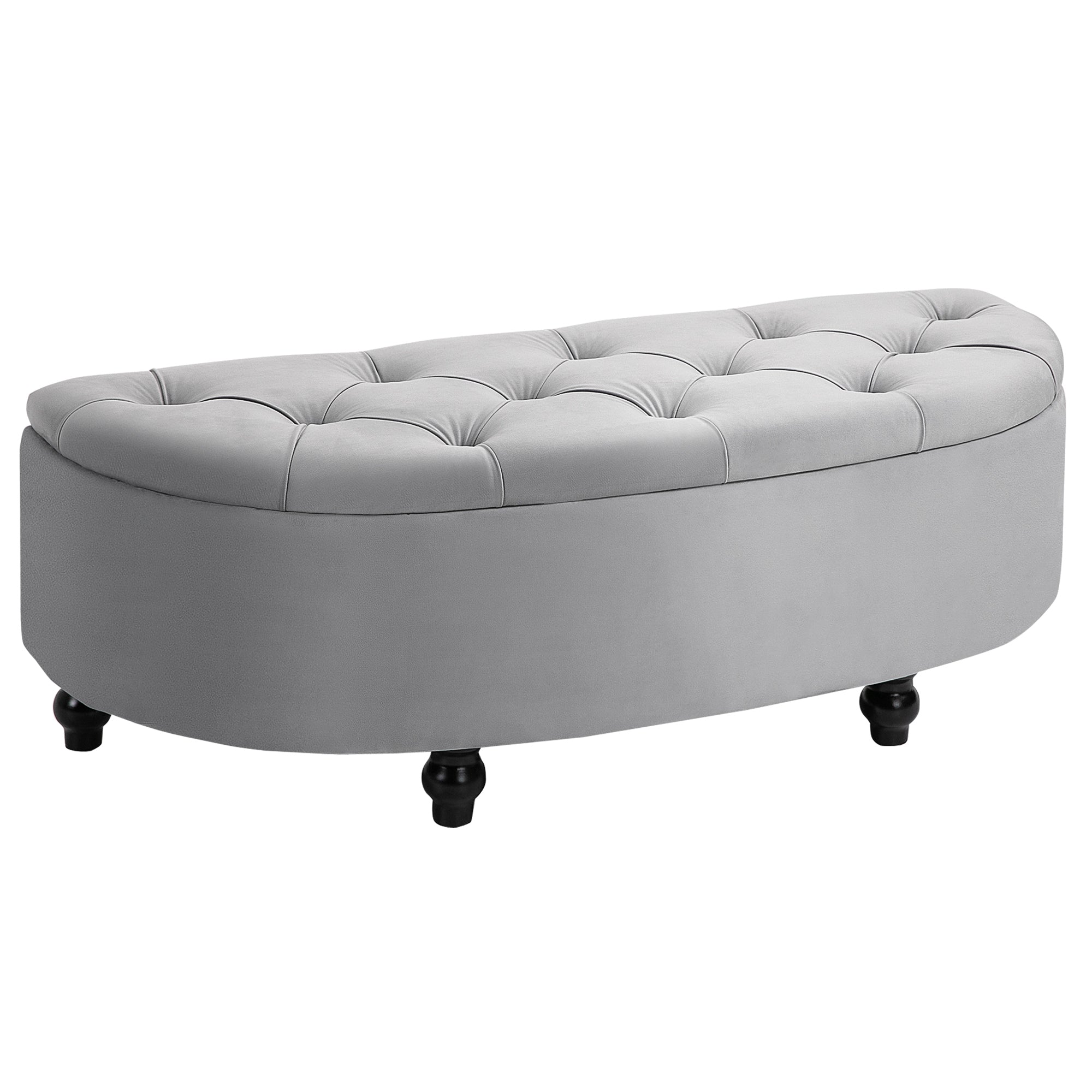 Semi-Circle Storage Ottoman Bench Tufted Upholstered Accent Seat