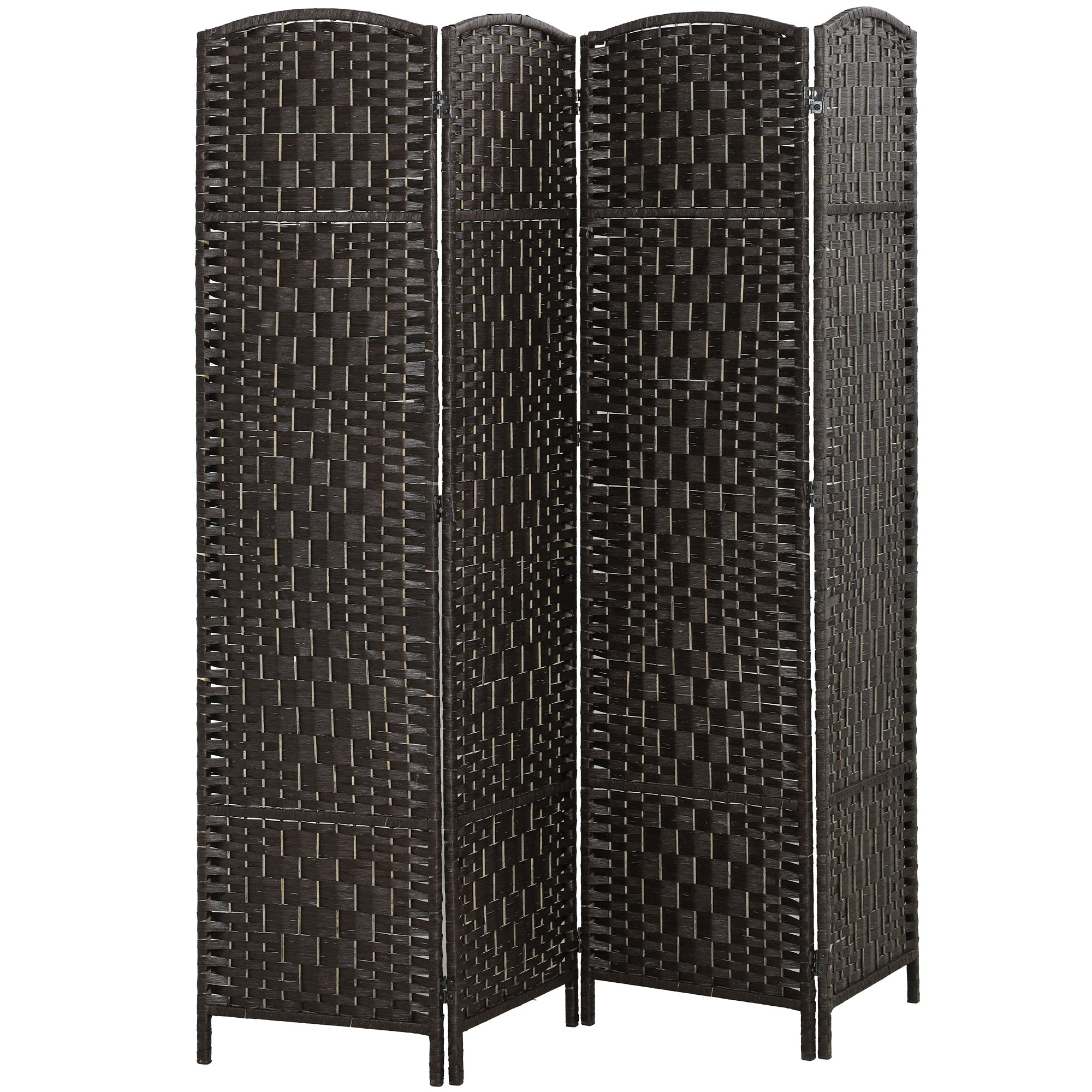Room Divider, 4 Panel Folding Privacy Screen, 70.9" Tall Portable Wicker Weave Partition Wall Divider for Bedroom, Home Office, Coffee