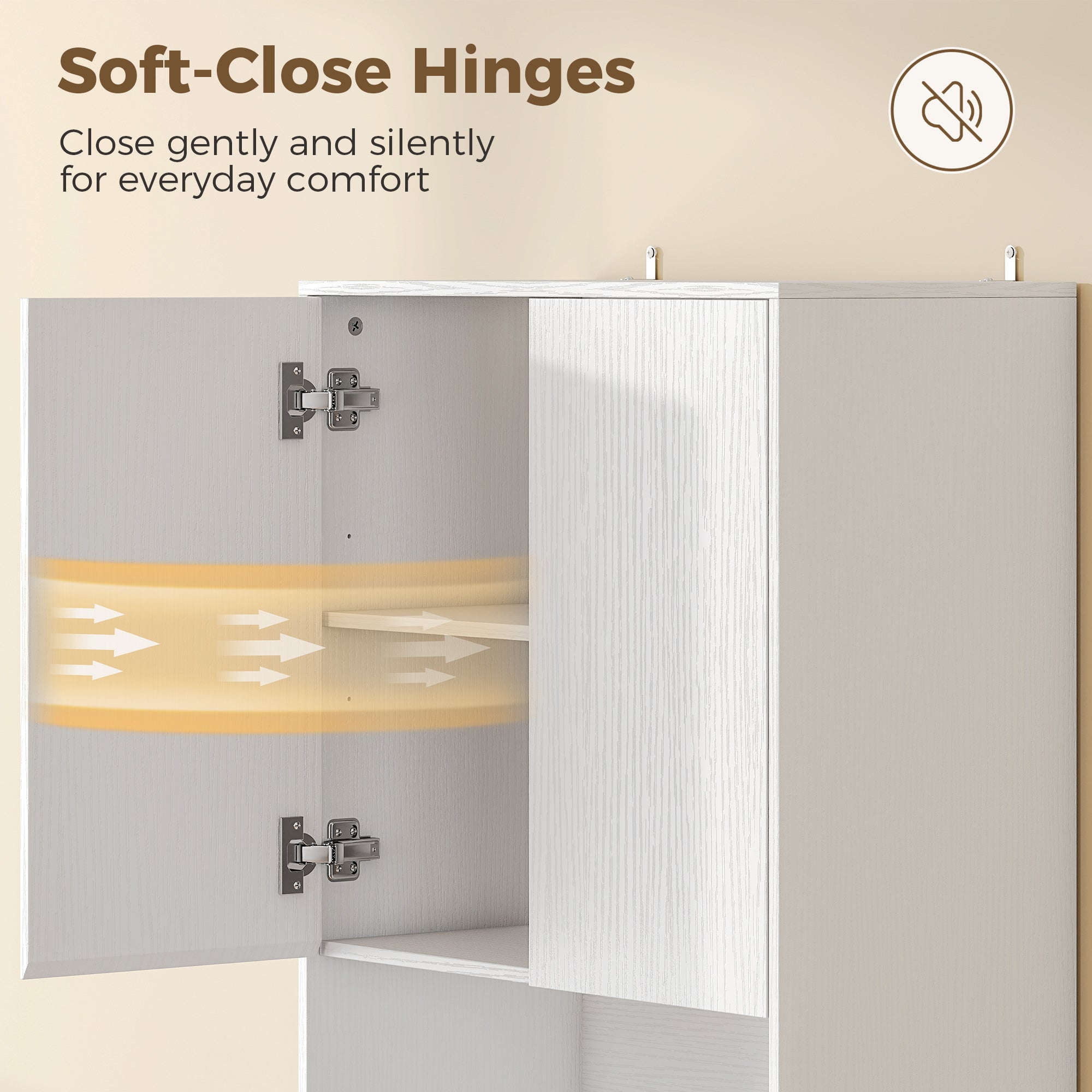 170 cm Tall Kitchen Cupboard, Pantry Storage Cabinet with Soft-Close Hinges, Freestanding Kitchen Cabinet with 2 Cupboards, 2 Open Shelves and Adjustable Shelves, White Wood Effect