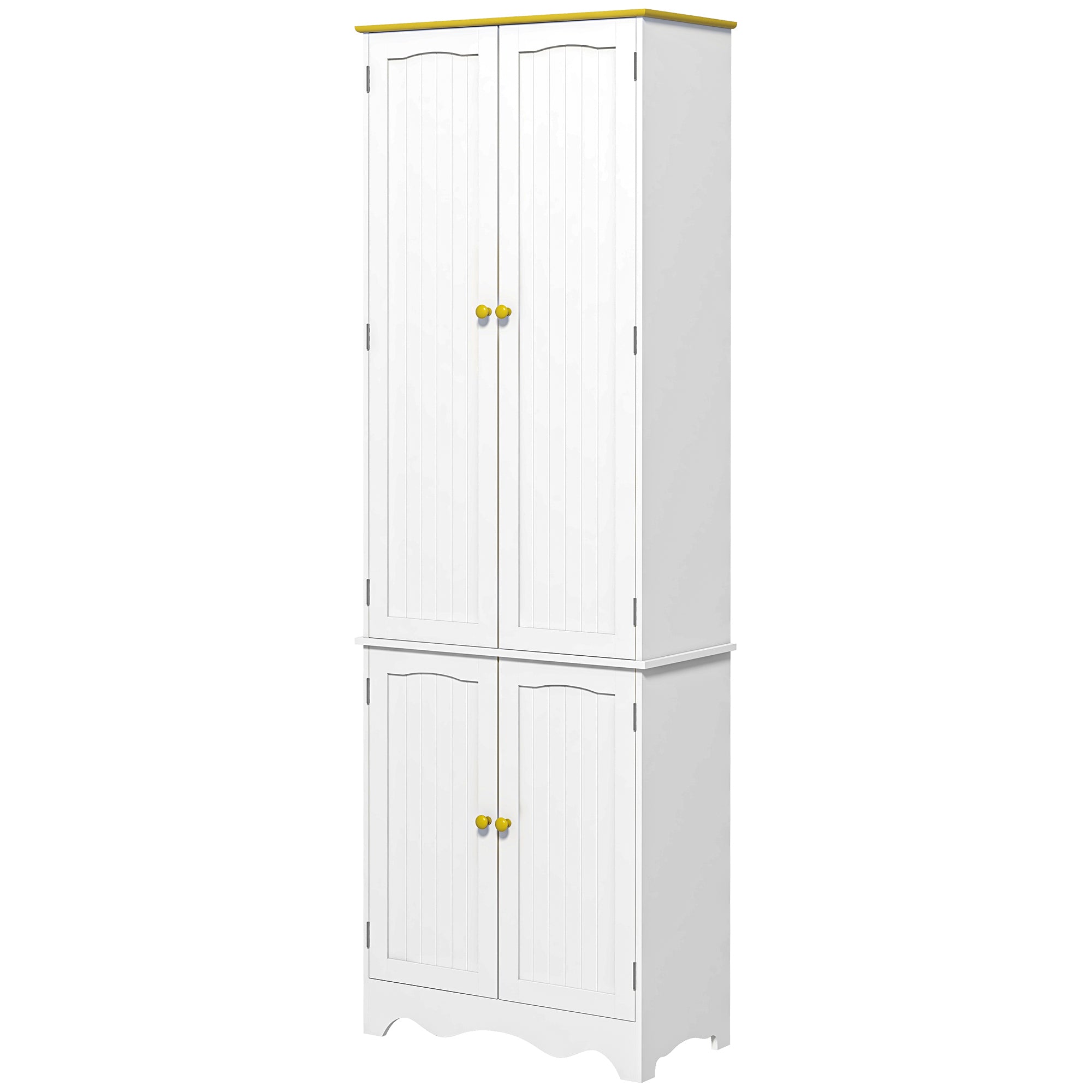 HOMCOM 72" Kitchen Pantry, Freestanding 4-Door Kitchen Cupboard, Storage Cabinet Organizer with 4 Shelves, White