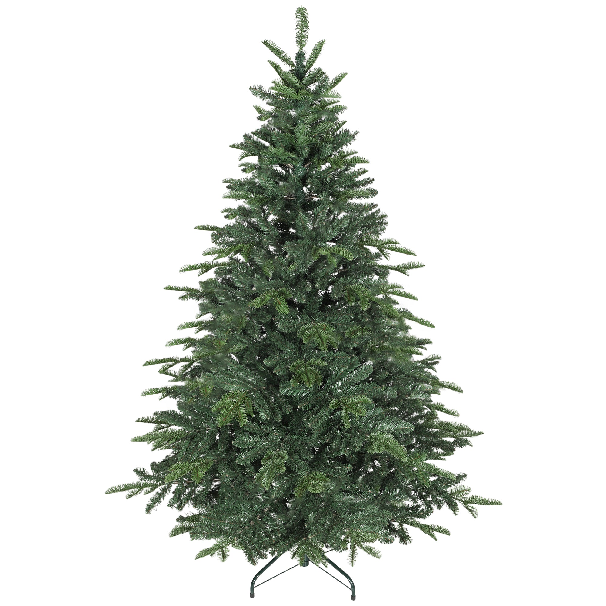 6ft Artificial Christmas Tree with Realistic Tips, Wide Shape, Hinged Xmas Tree with Foldable Metal Stand for Home Decoration, Flame-Retardant, Easy Assembly, Green