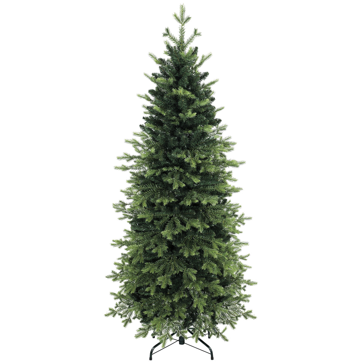 7ft/210cm Artificial Christmas Tree, Geneva Fir Hinged Xmas Tree with 2079 Branch Tips, Foldable Steel Stand, Easy Assembly for Home Office Holiday Decoration, Green