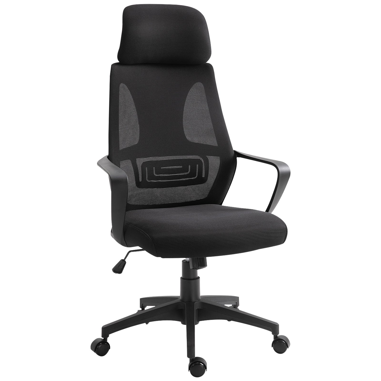 Vinsetto High Back Office Chair, Mesh Computer Desk Chair with Adjustable Headrest, Lumbar Back Support, Arm, Adjustable Height, Black