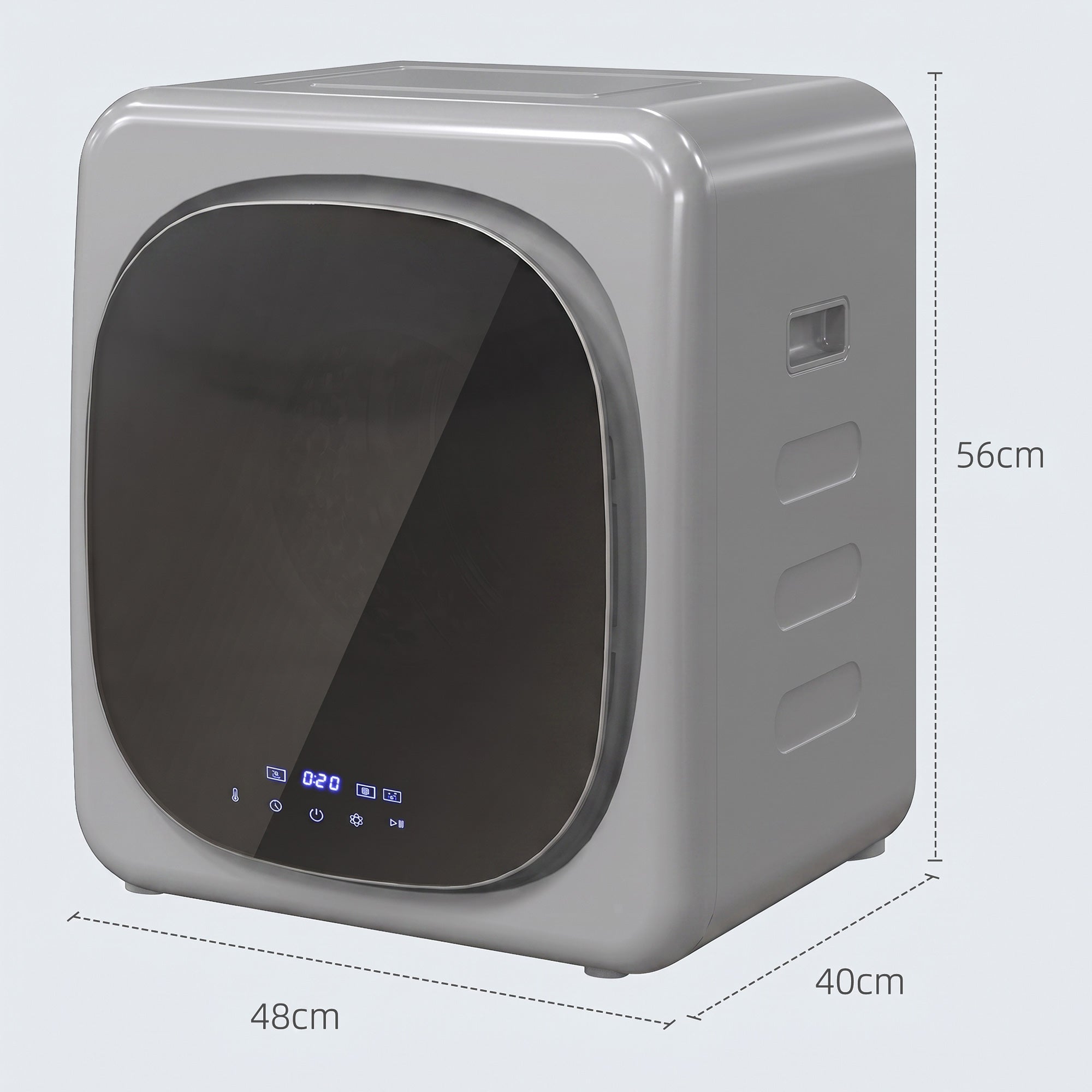 Vented Tumble Dryer, 4kg Wet Laundry/2.5kg Dry Capacity, 800W Compact Tumble Dryer with Smart Mode, Stainless Steel Drum, Freestanding Stackable Clothes Drying Machine, Silver Tone