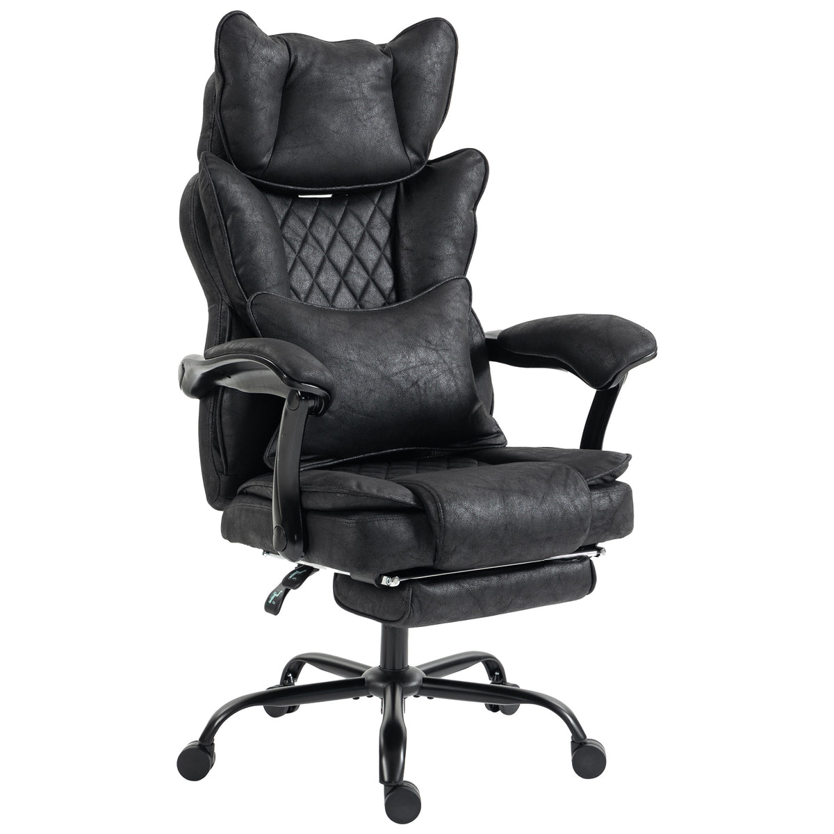 Executive Office Chair, 180kg Big and Tall Leathaire Desk Chair with Adjustable Headrest, Lumbar Support, Wide Seat, Reclining Back, Footrest, Swivel Wheels, Black