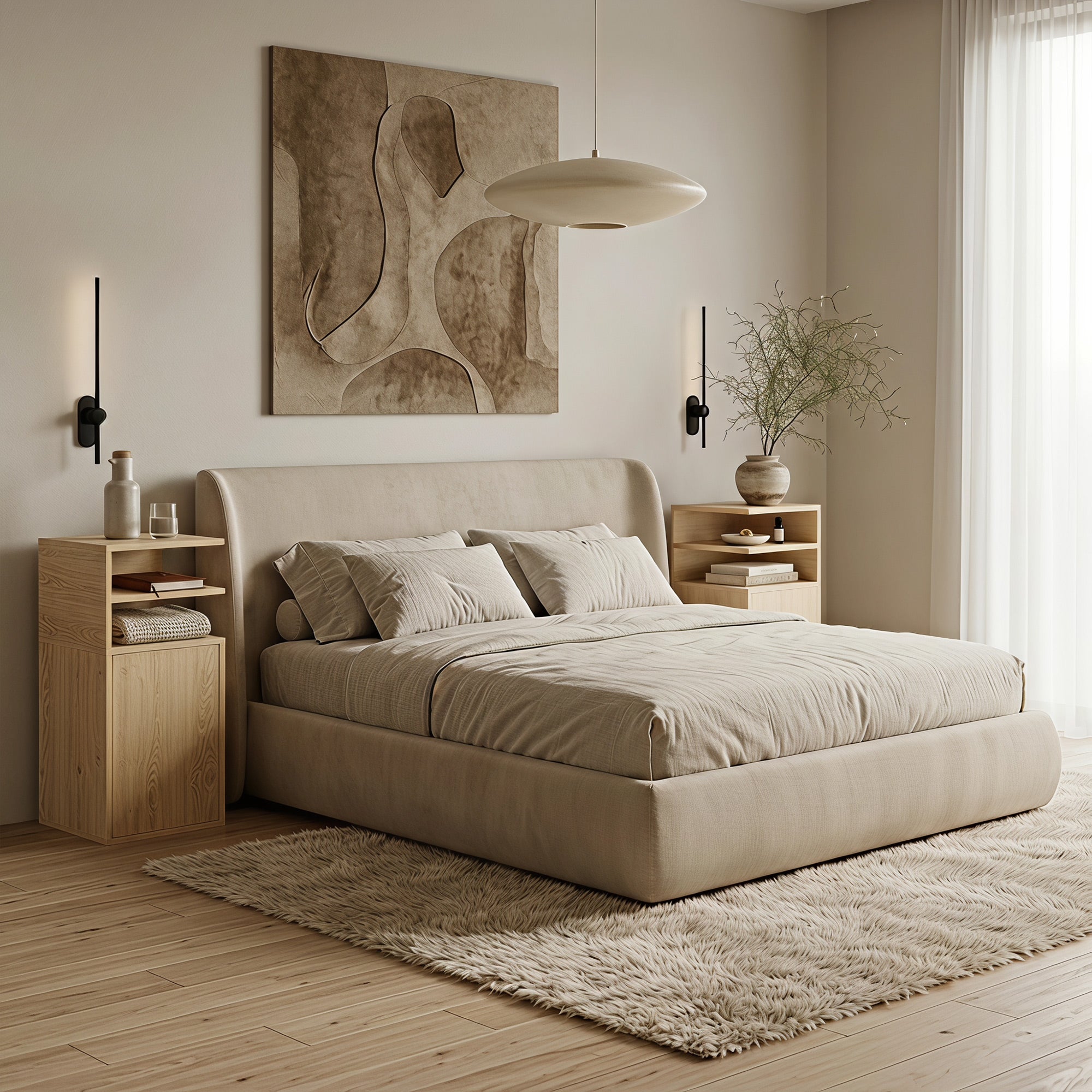 Slim Bedside Table Set of 2, Narrow Bedside Cabinet with Open Cubbies and Cupboard, Side End Table for Bedroom Living Room Compact Nooks, 30 x 25 x 60 cm, Oak