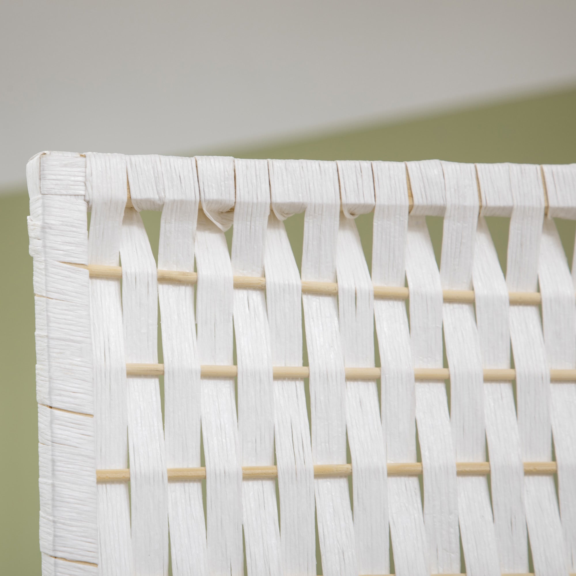 4 Panel Room Divider with Shelves, 6 FT Wave Fibre Freestanding Folding Privacy Screen, Partition Wall Divider for Indoor Bedroom Office, White