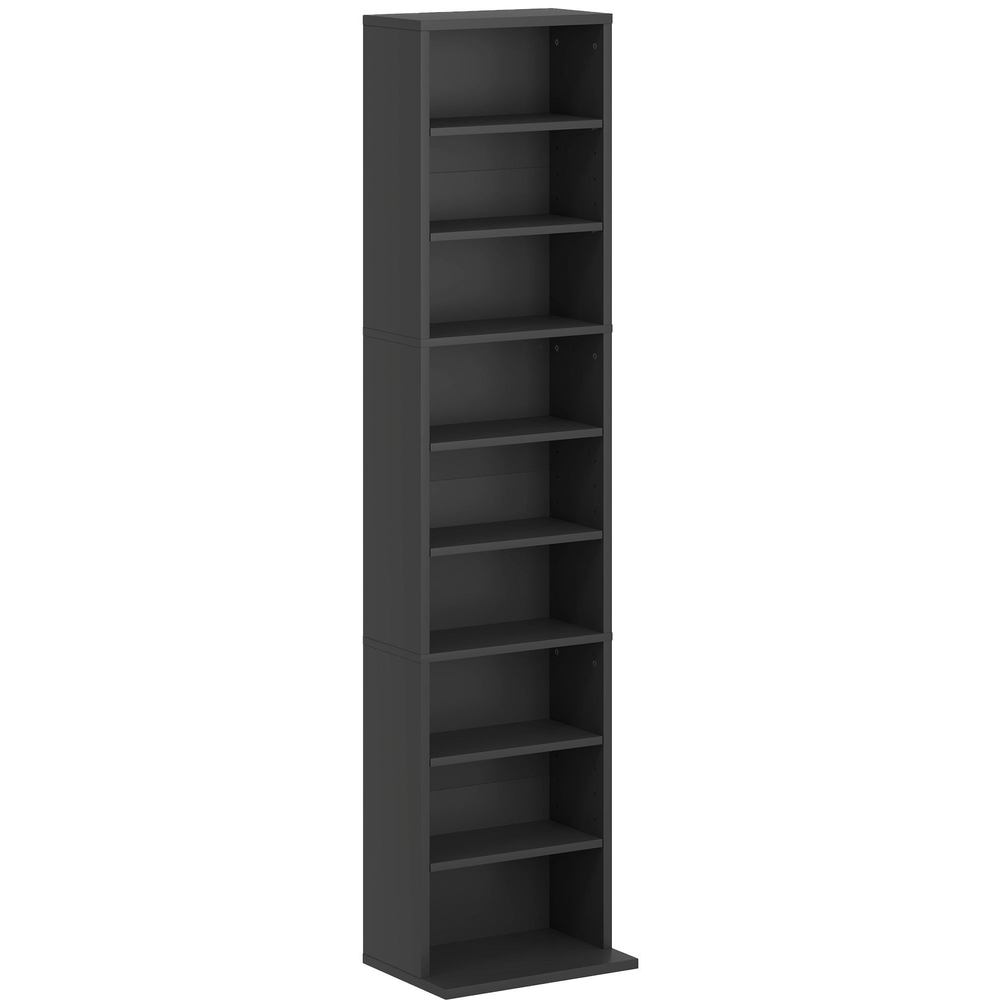 Media Storage Cabinet, 9-Tier Tall Narrow DVD Shelf with 6 Adjustable Shelves, Display Shelf, Holds 260 CDs, 120 DVDs, Black