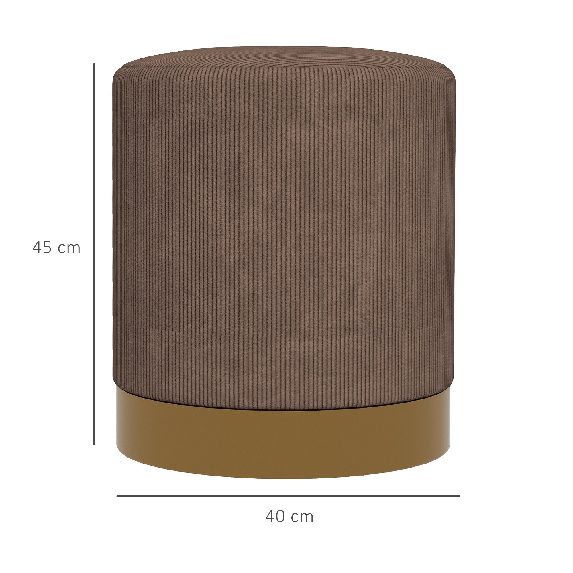 HOMCOM Modern Round Footstool, Corduroy Fabric Upholstered Foot Stool with Padded Seat for Living Room, Entryway, Light Brown