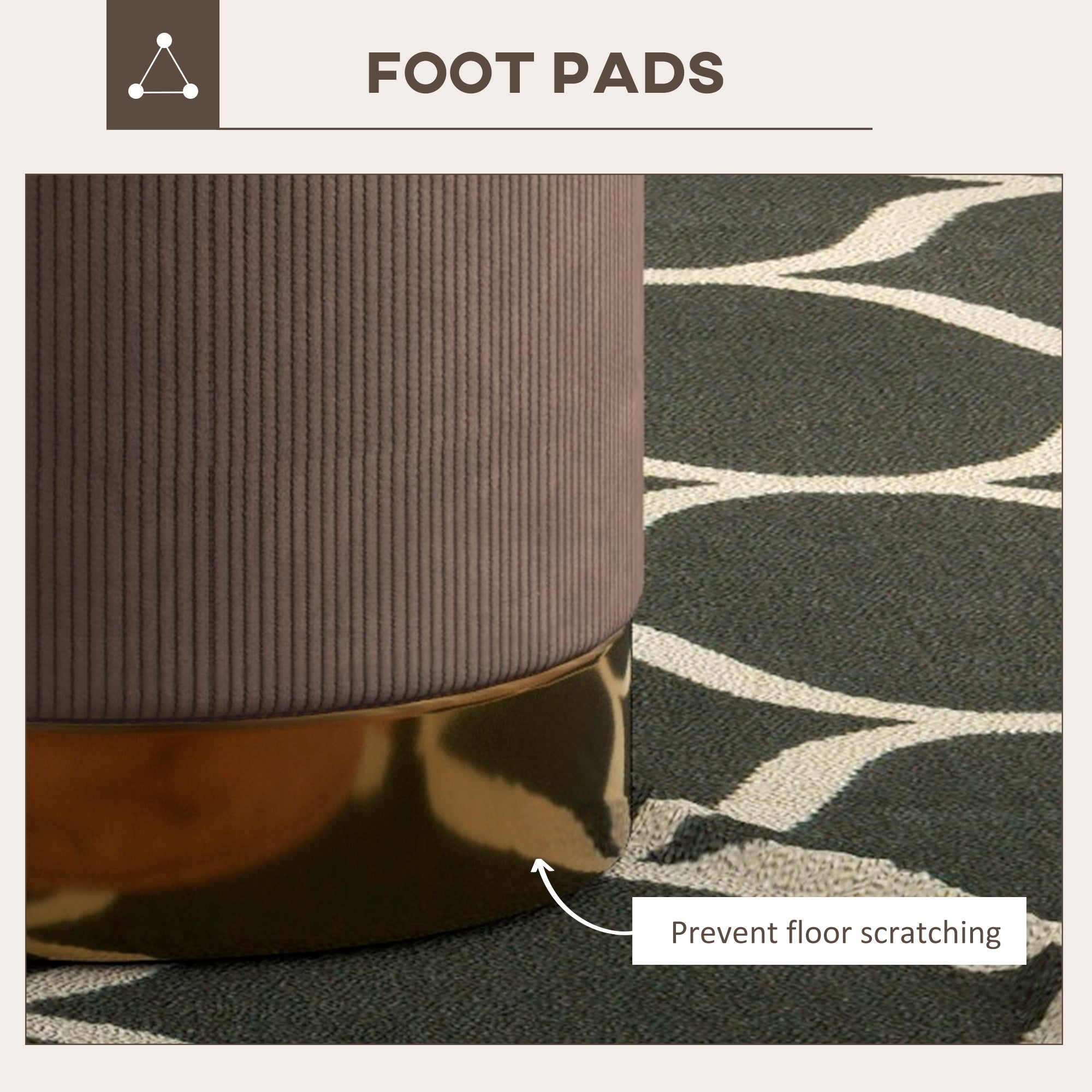 HOMCOM Modern Round Footstool, Corduroy Fabric Upholstered Foot Stool with Padded Seat for Living Room, Entryway, Light Brown